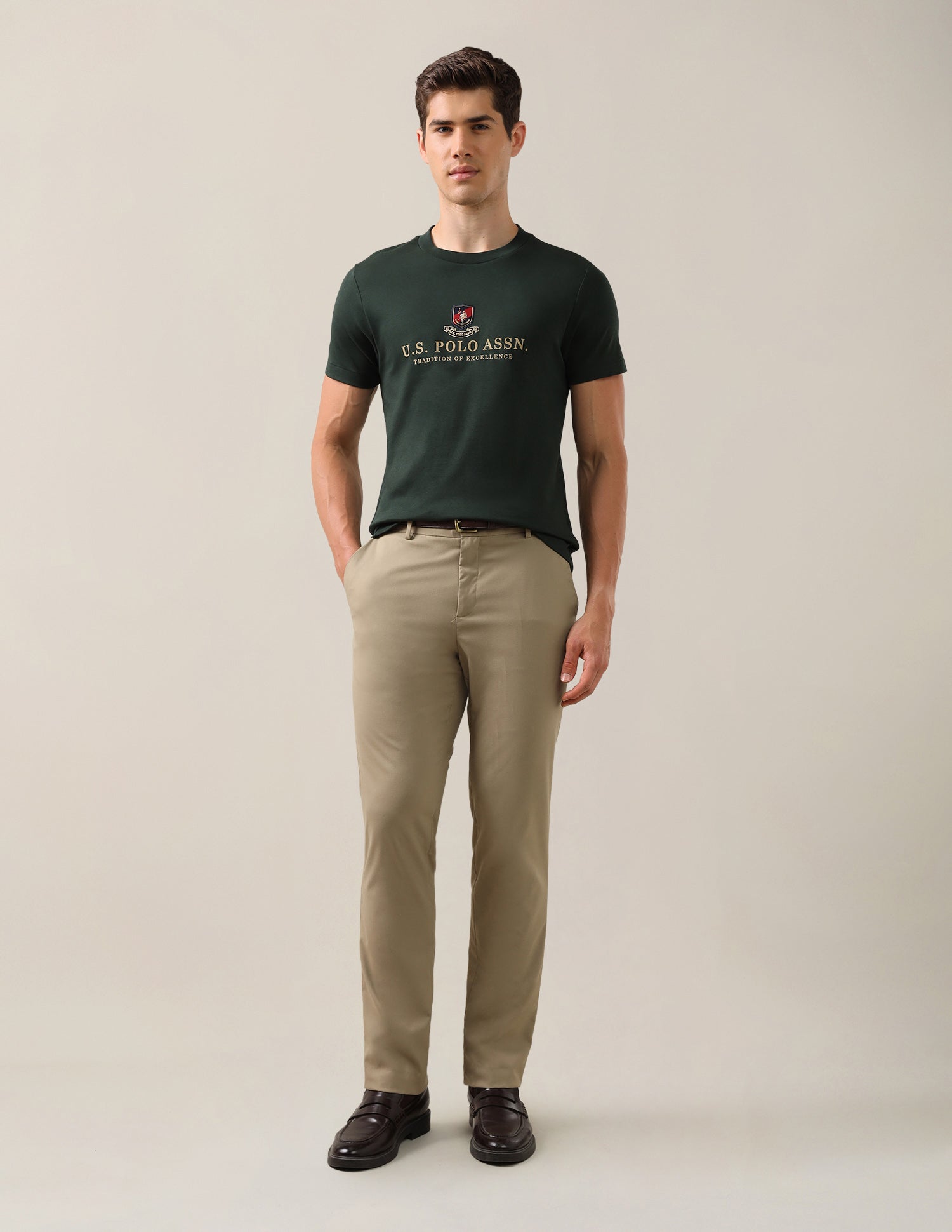 Brand Printed Slim Fit T-Shirt Dark Green - U.S. Polo Assn. India | Large