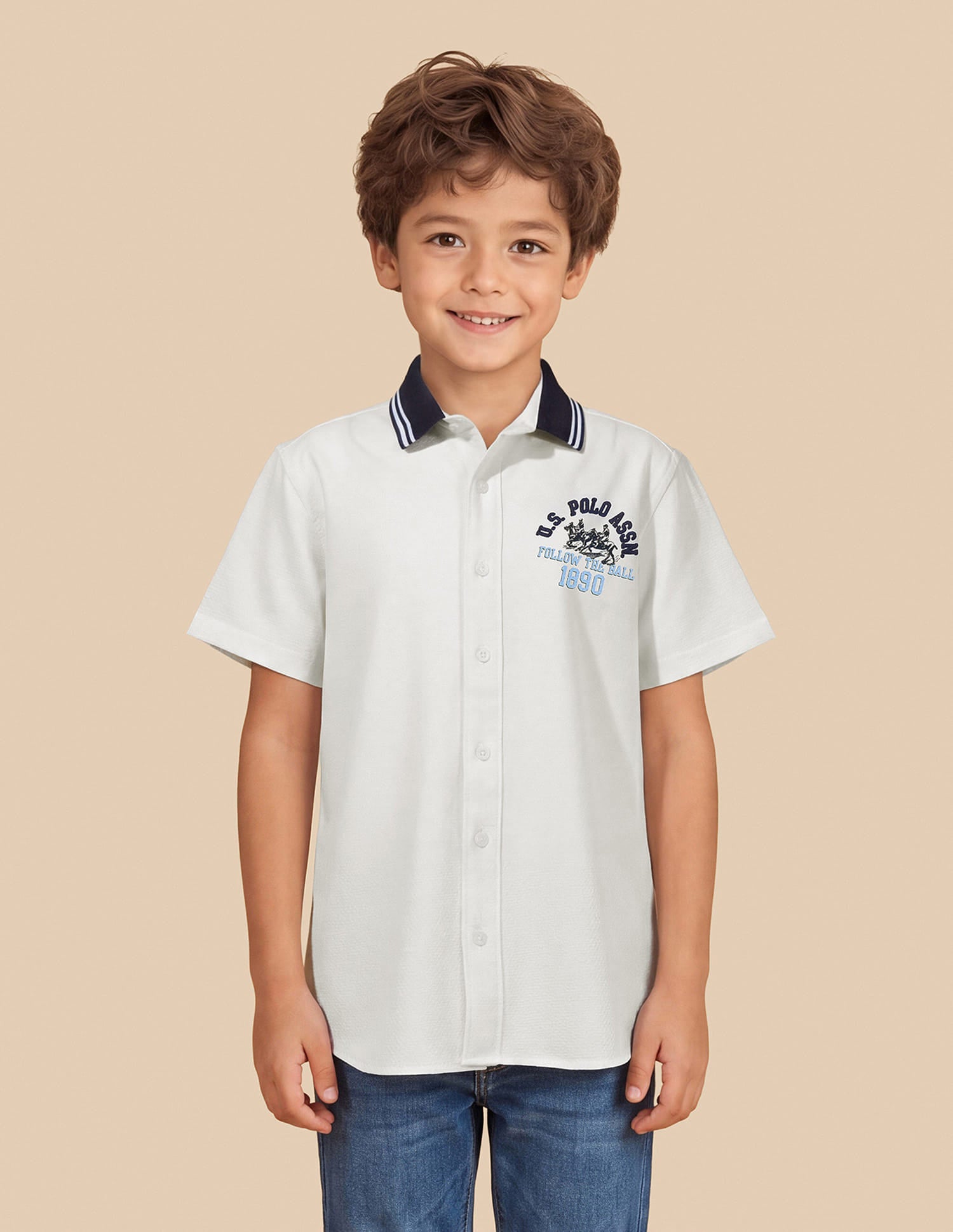 Colourblocked Regular Fit Shirt White - U.S. Polo Assn. India | Large