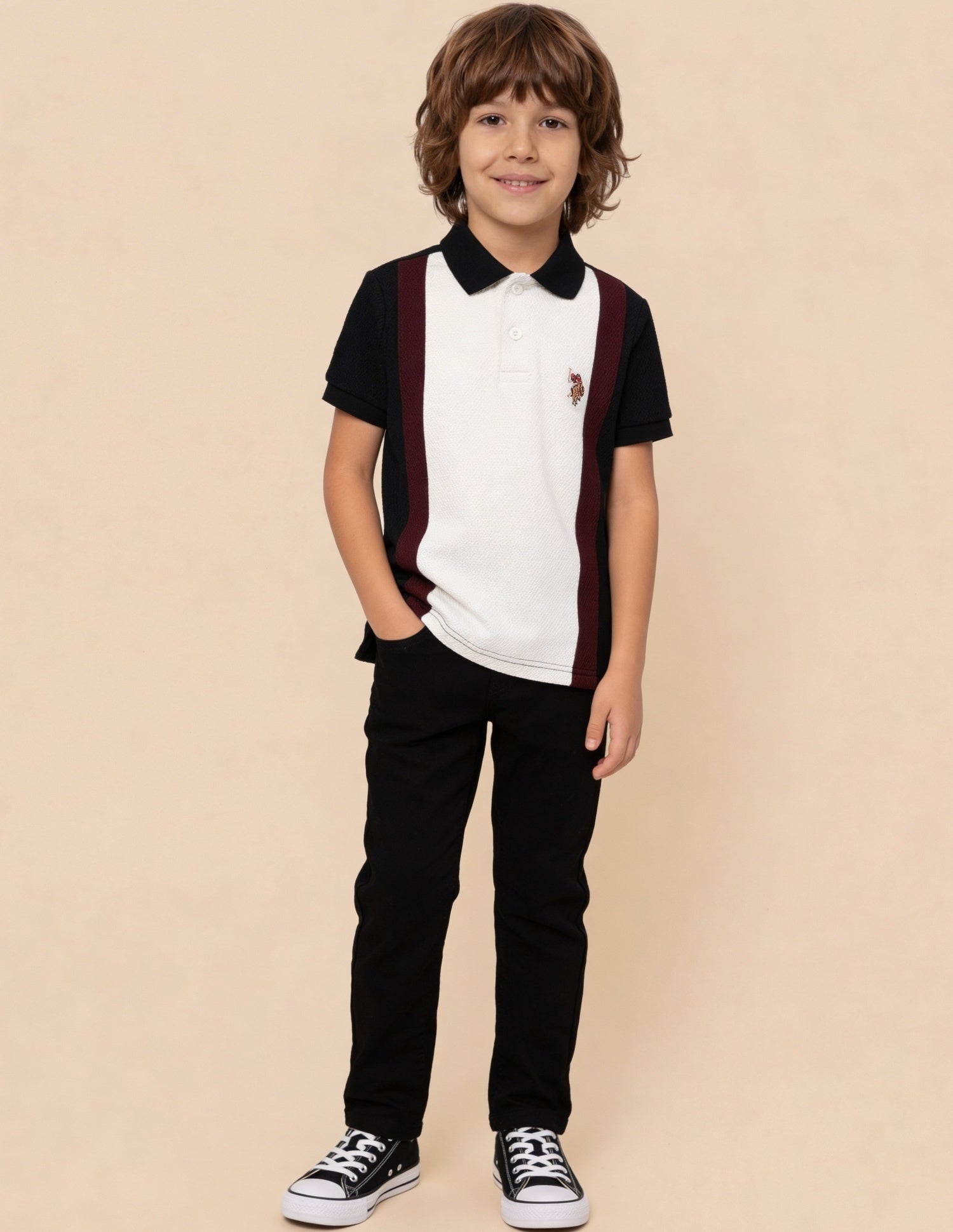 Colour Blocked Regular Fit Polo Shirt Black - U.S. Polo Assn. India | Large