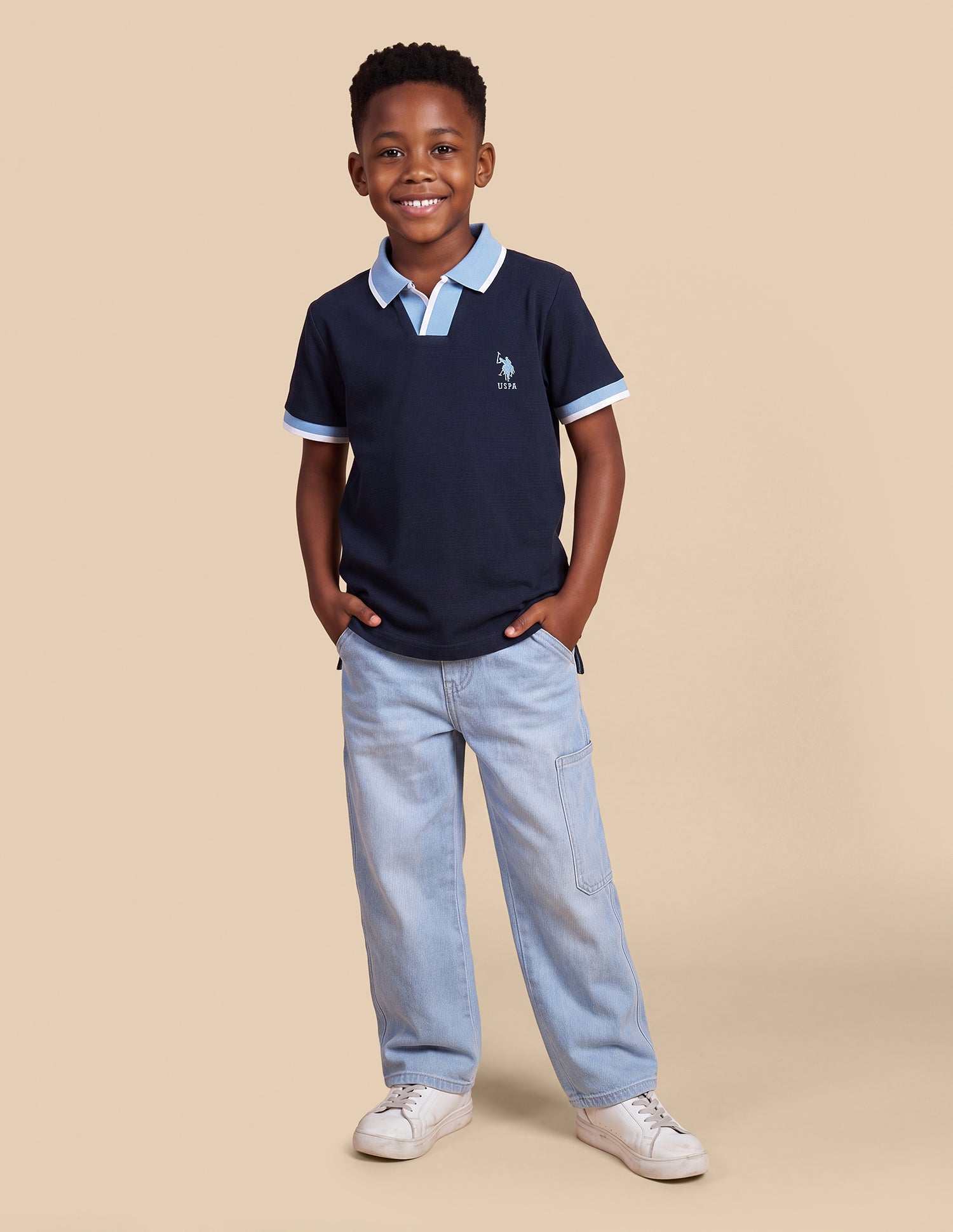 Horizontal Striped Patterned Regular Fit Polo Shirt Navy - U.S. Polo Assn. India | Large