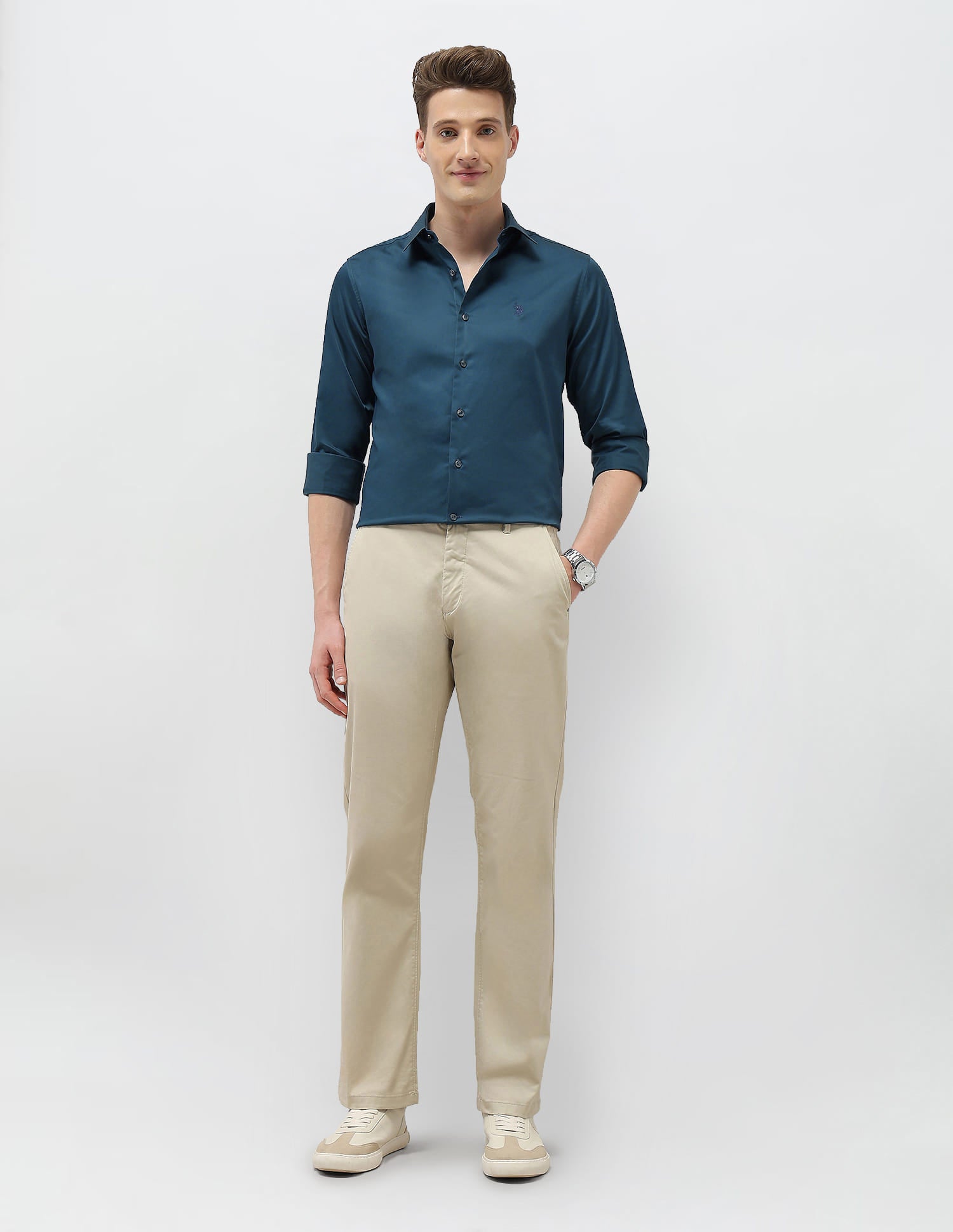 Solid Tailored Fit Shirt Teal - U.S. Polo Assn. India | Large