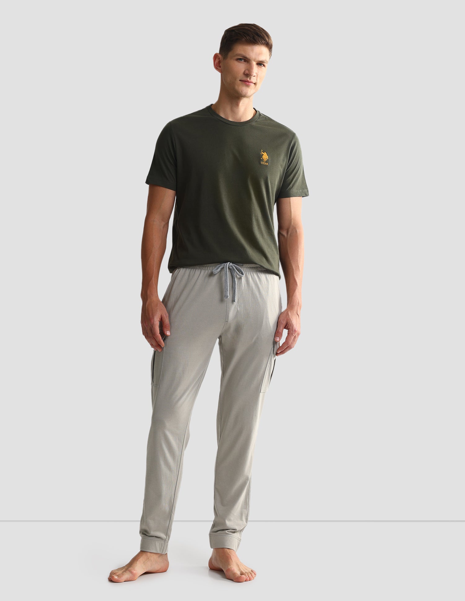 Tonal Logo Cotton 1633 Lounge T-Shirt - Pack Of 2 Blue Mel and White - U.S. POLO ASSN. | Large