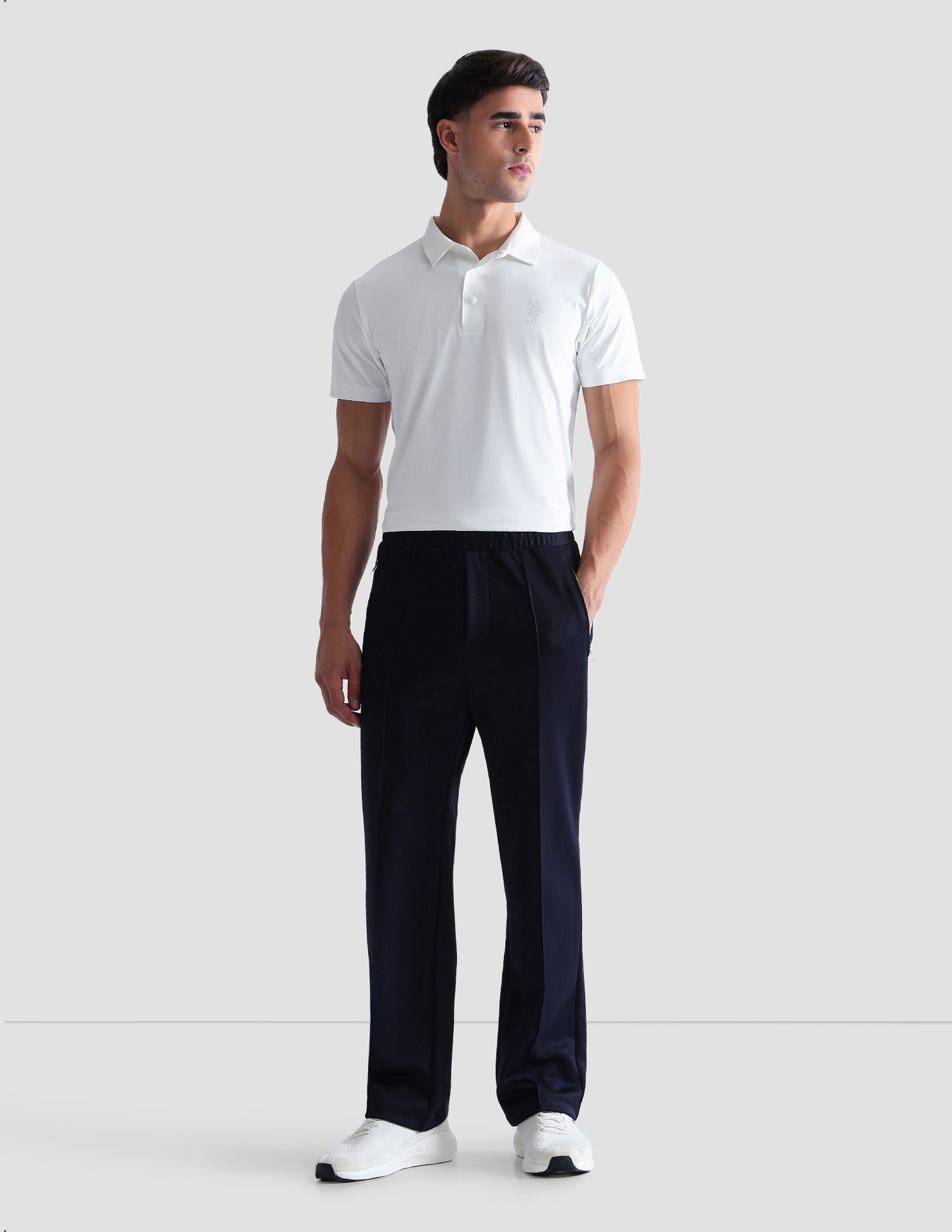 Brand Embossed Active Polo Shirt Off White - U.S. POLO ASSN. | Large