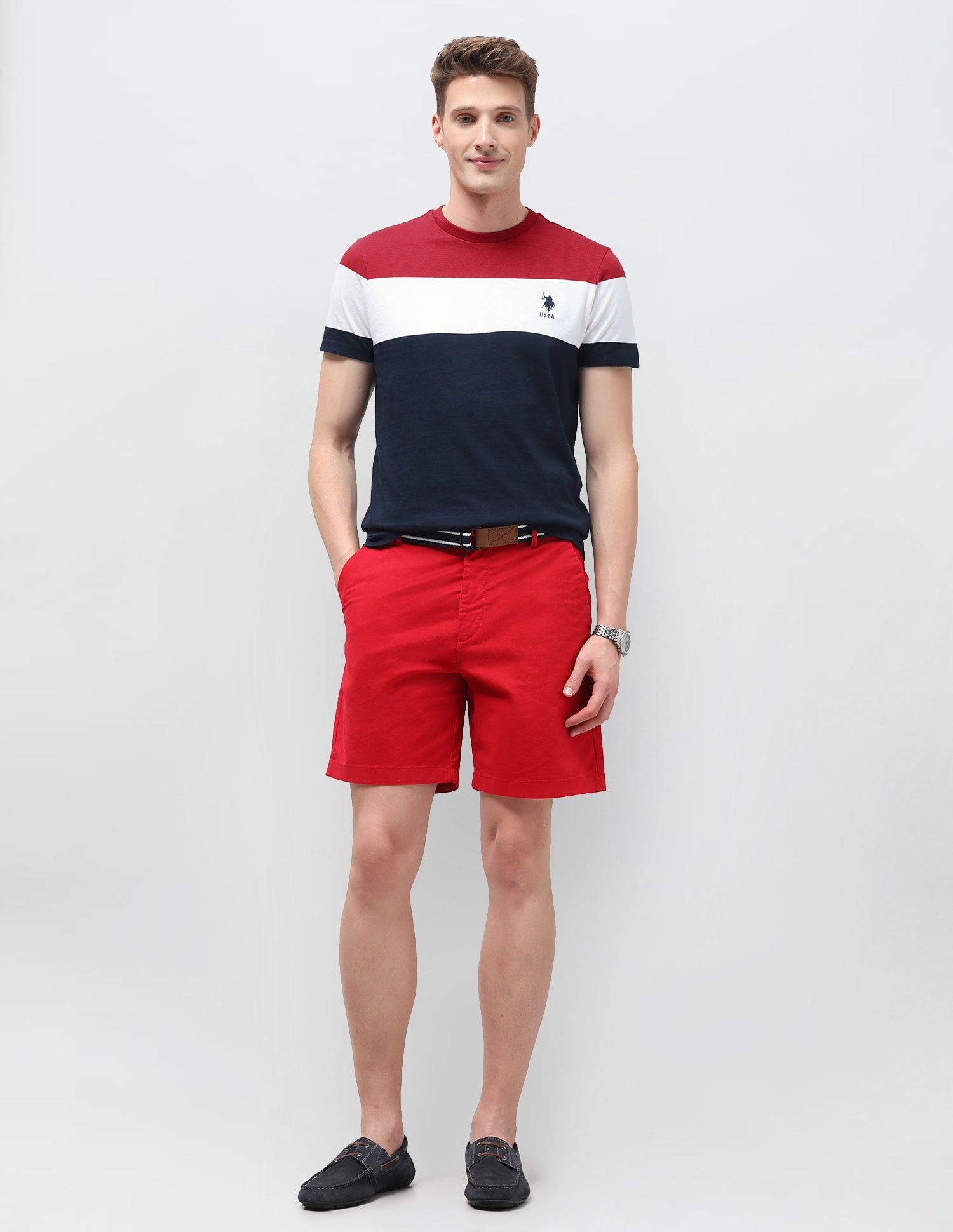Colourblocked Slim Fit T-Shirt White - U.S. Polo Assn. India | Large