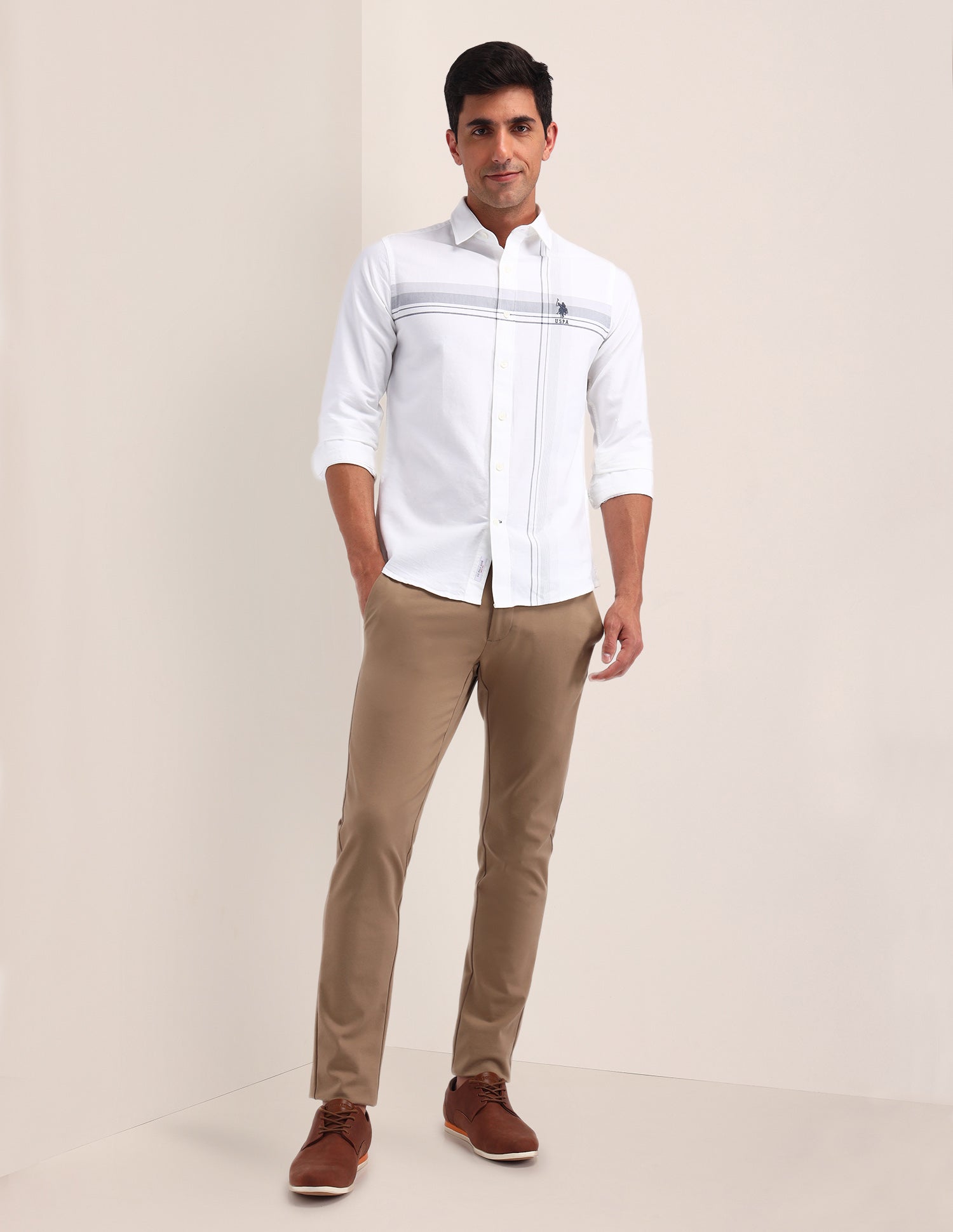 Horizontal Striped Oxford Shirt White - U.S. POLO ASSN. | Large