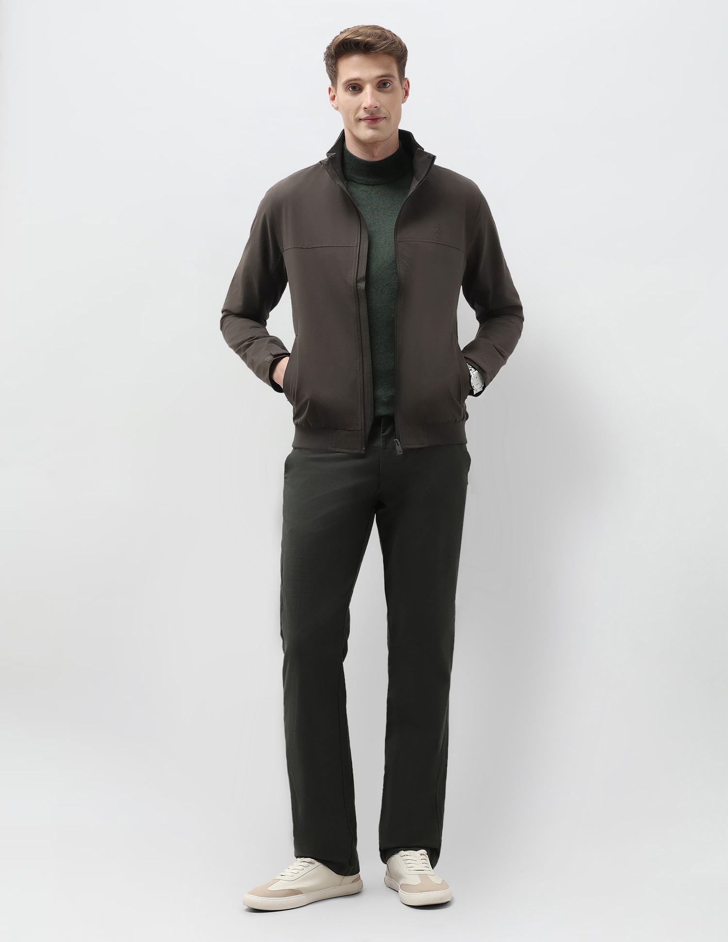 Regular Fit Solid Casual Jacket Choco - U.S. Polo Assn. India | Large