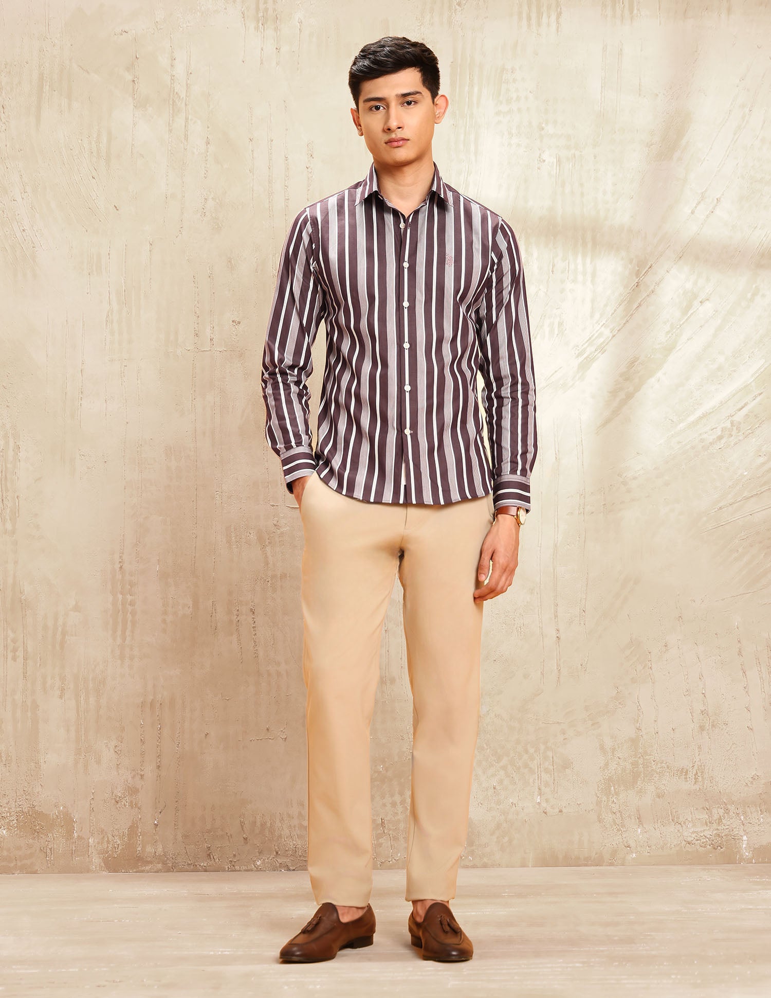 Poplin Vertical Striped Shirt Choco - U.S. POLO ASSN. | Large