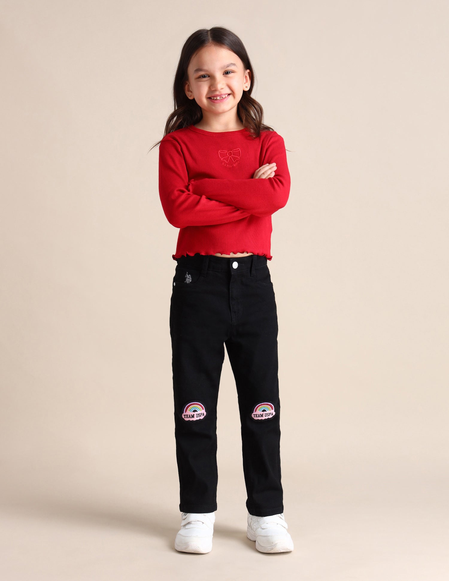 Girls Cotton Slim Fit Jeans Black - U.S. POLO ASSN. | Large