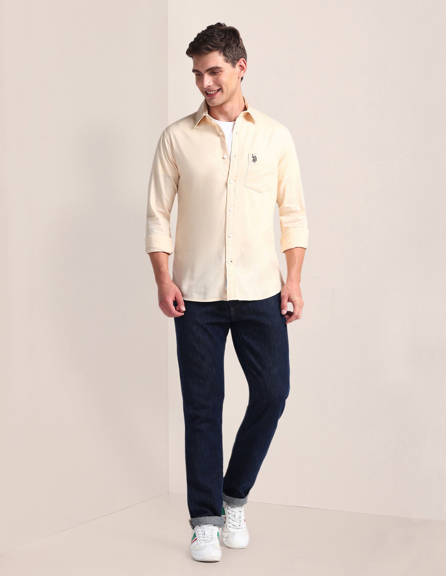 Solid Dobby Shirt Ivory - U.S. Polo Assn. India | Large
