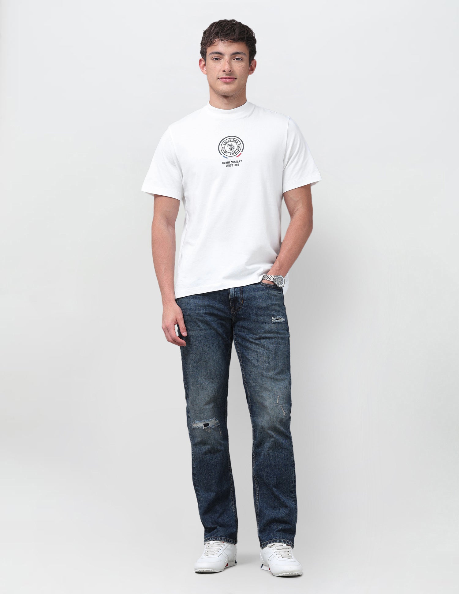 Solid Relaxed Fit T-Shirt Ivory - U.S. Polo Assn. India | Large