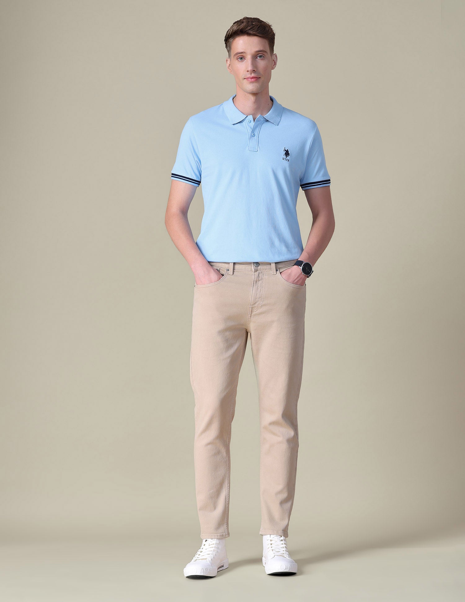 Solid Regular Fit Polo Shirt Blue - U.S. POLO ASSN. | Large