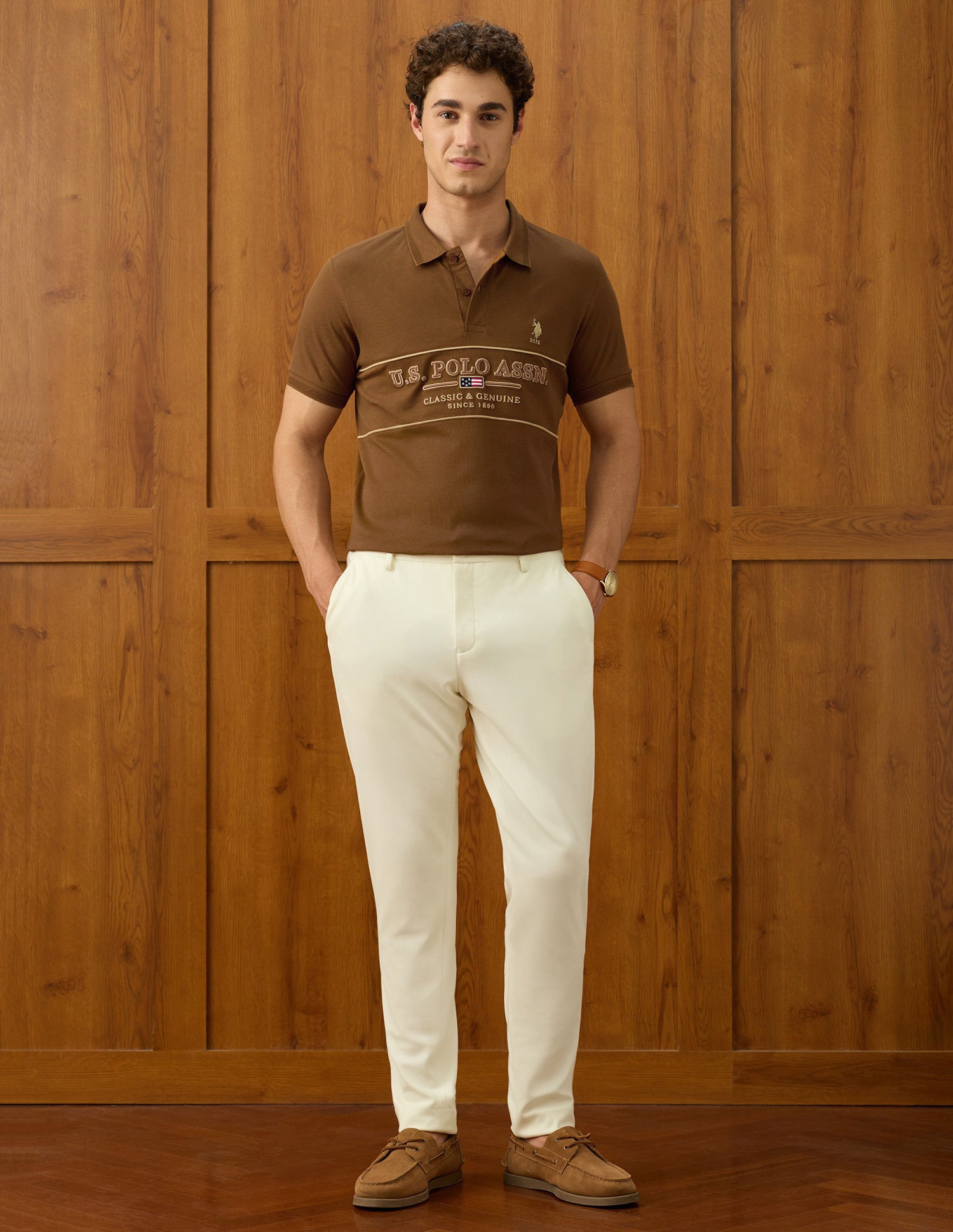 Elvenado Brand Embroidered Polo Shirt Brown - U.S. Polo Assn. India | Large