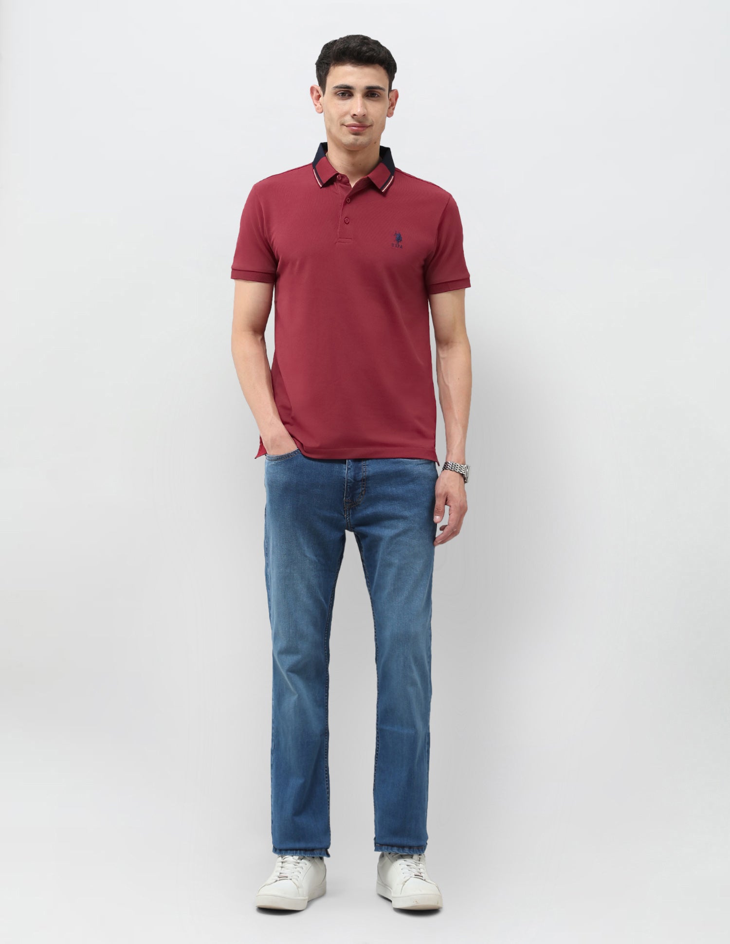 Solid Regular Fit Polo Shirt Red - U.S. POLO ASSN. | Large