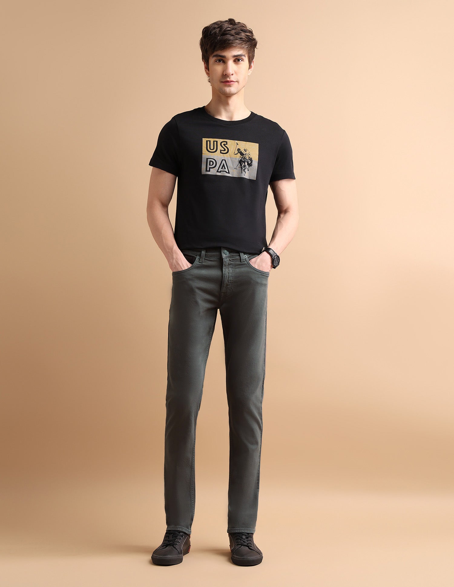 Brandon Slim Tapered Fit Green Jeans Green - U.S. POLO ASSN. | Large