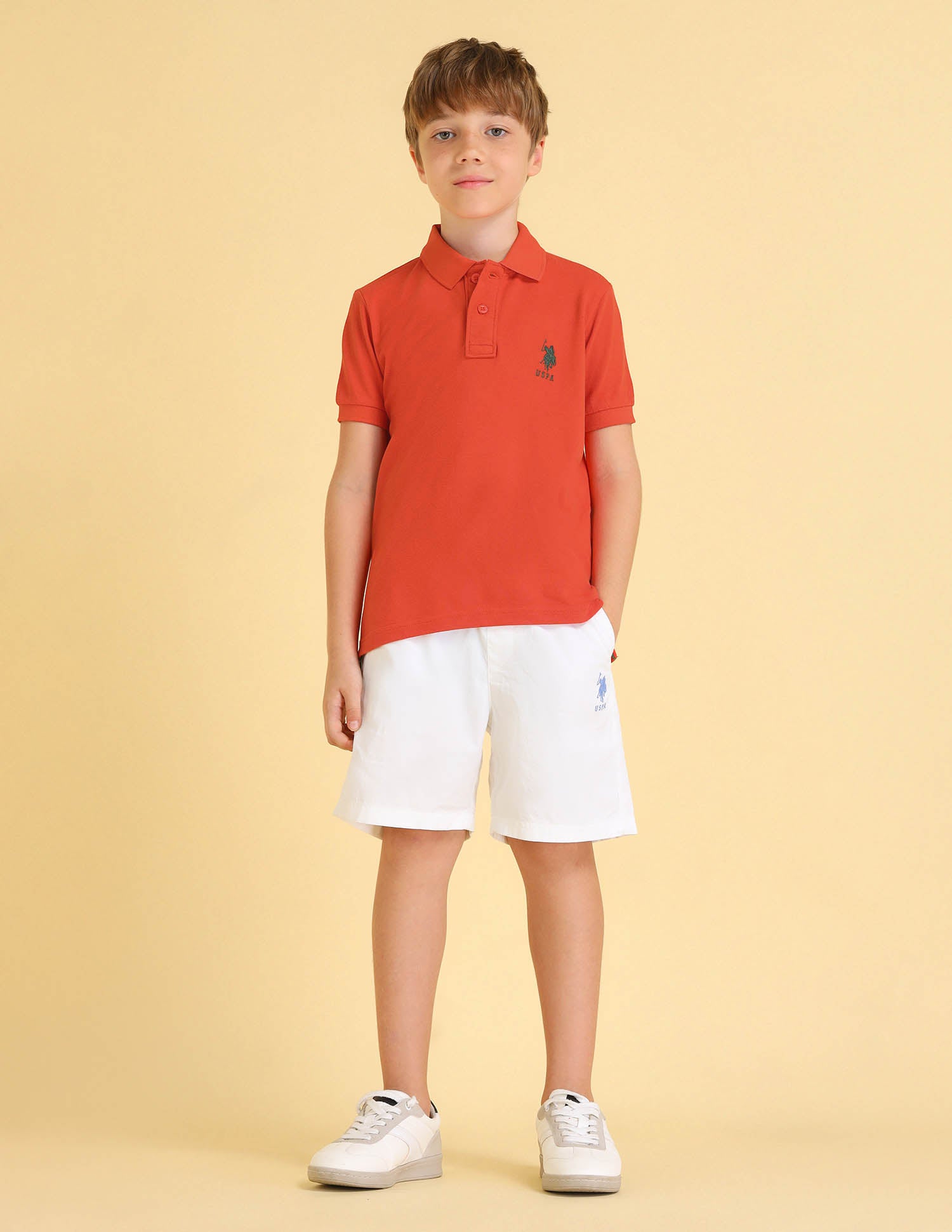 Boys Cotton Pique Polo Shirt Orange - U.S. POLO ASSN. | Large