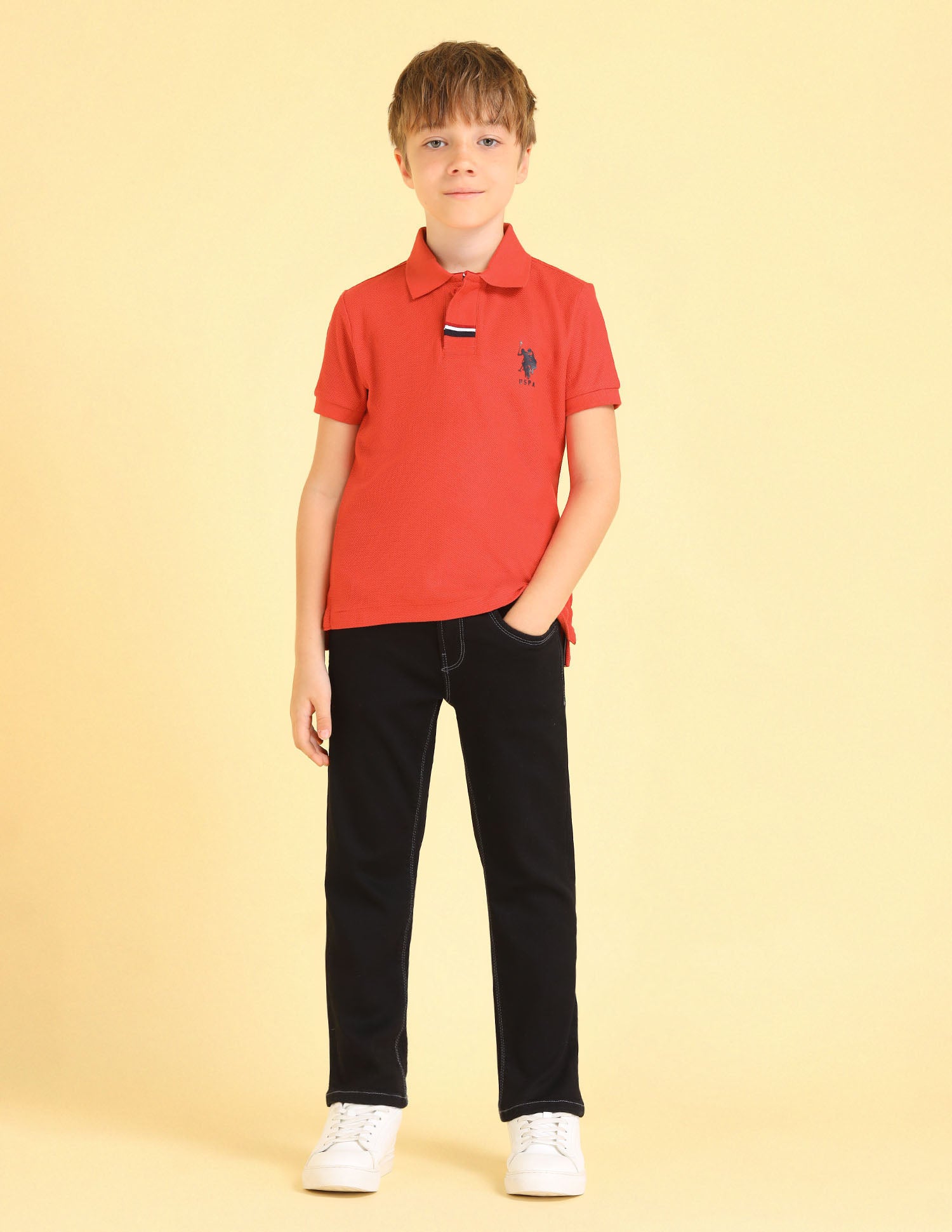 UKTSH1534 DK. ORANGE Boys T-Shirt Dark Orange - U.S. POLO ASSN. | Large