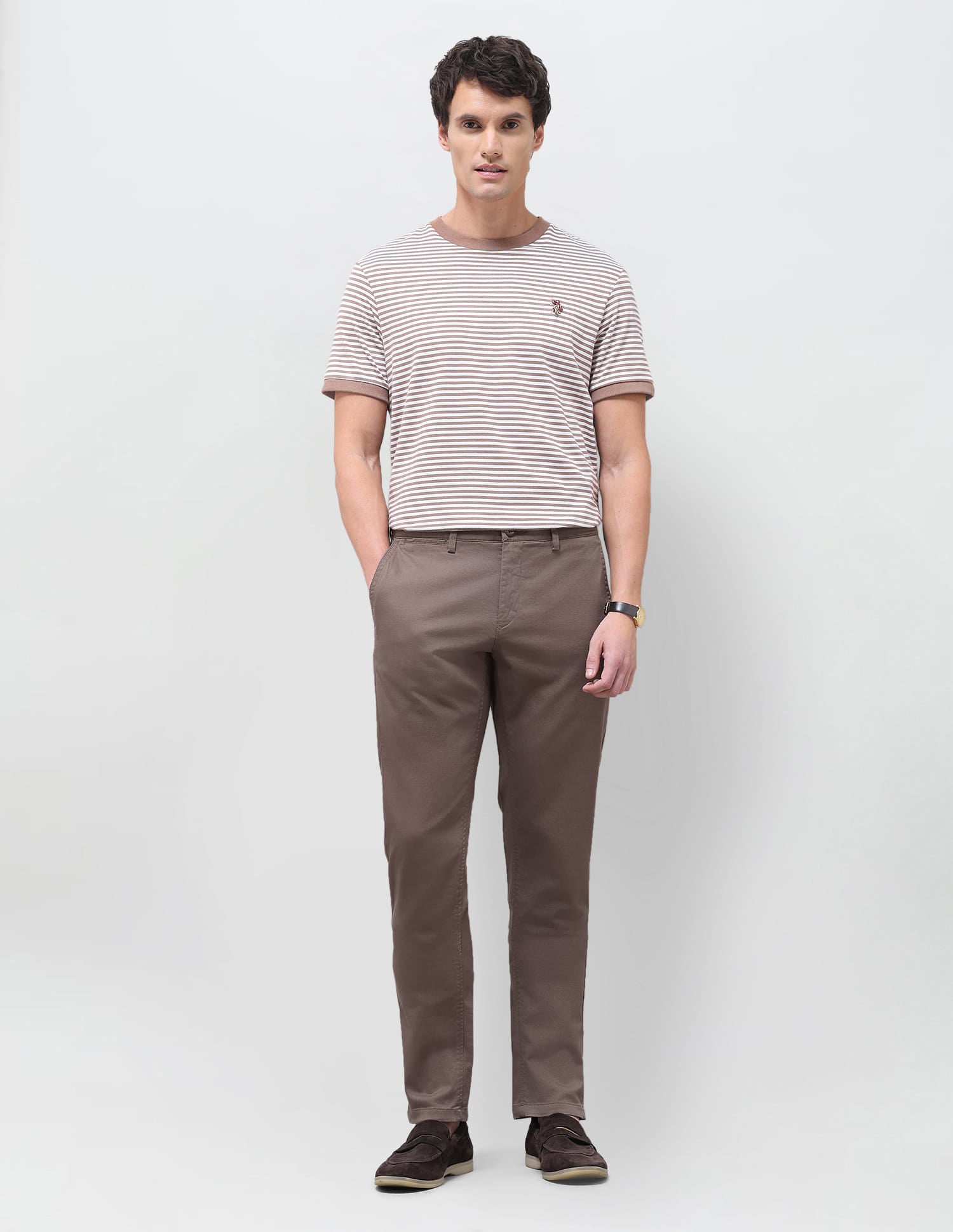 Textured Regular Fit Trouser Brown - U.S. Polo Assn. India | Large