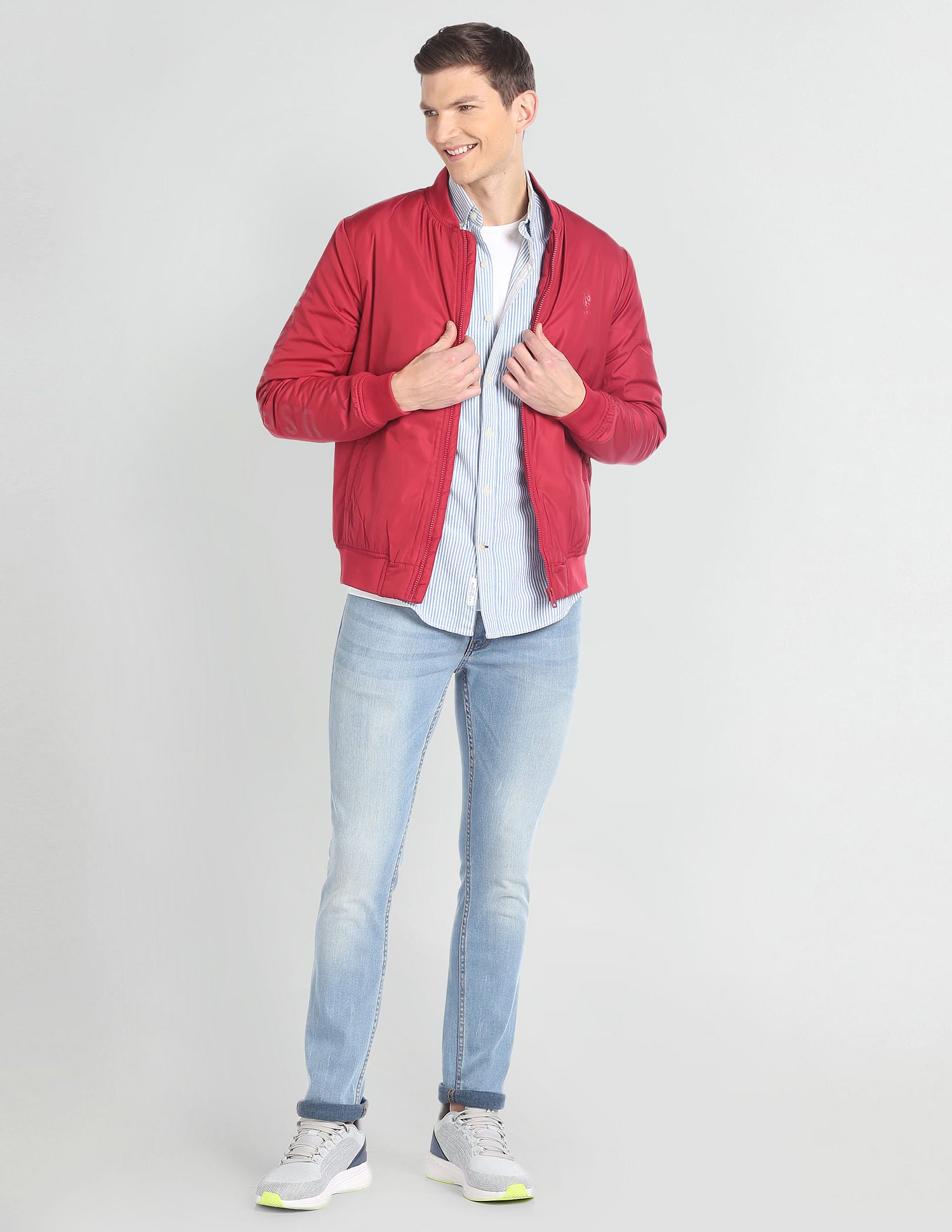 High Neck Long Sleeve Bomber Jacket Red - U.S. POLO ASSN. | Large