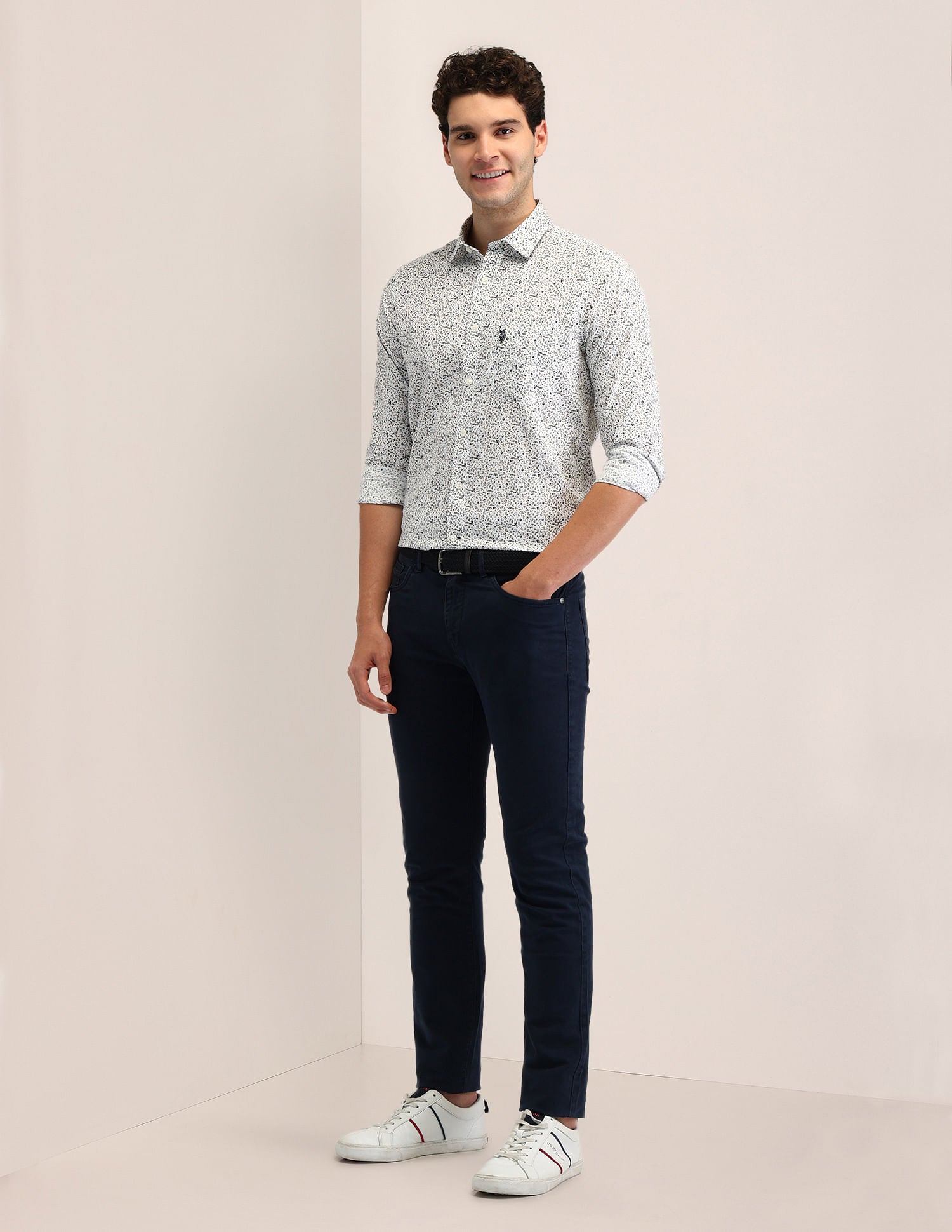Tailored Fit Poplin Shirt Off-white - U.S. Polo Assn. India | Large