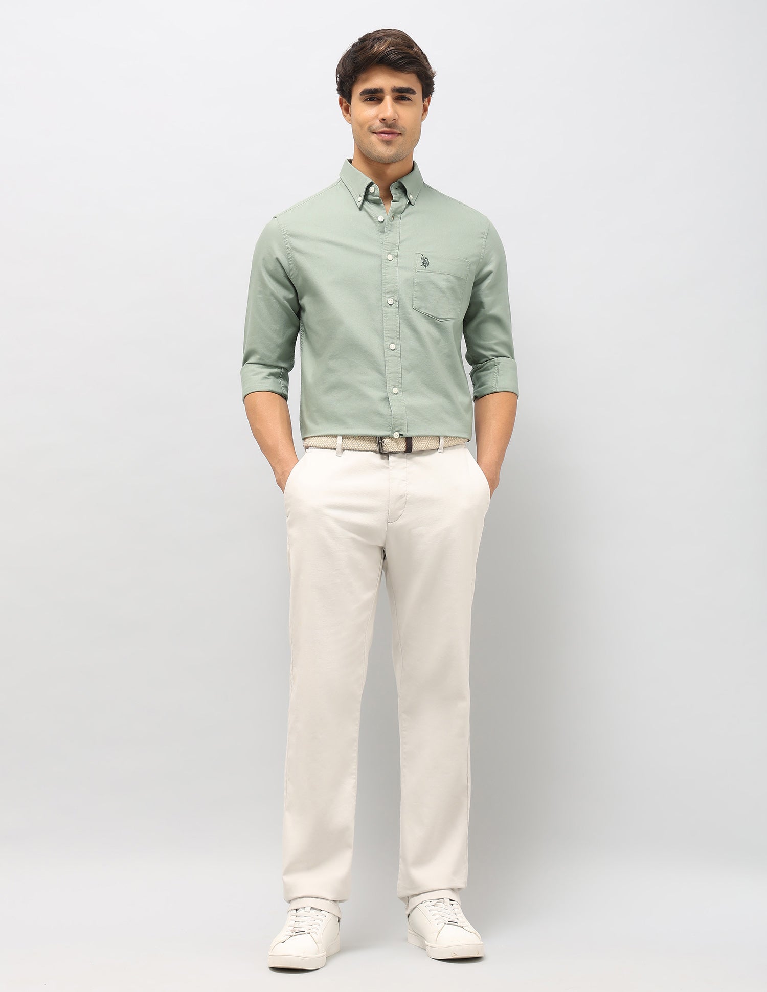 Oxford Tailored Fit Shirt Light Green - U.S. Polo Assn. India | Large