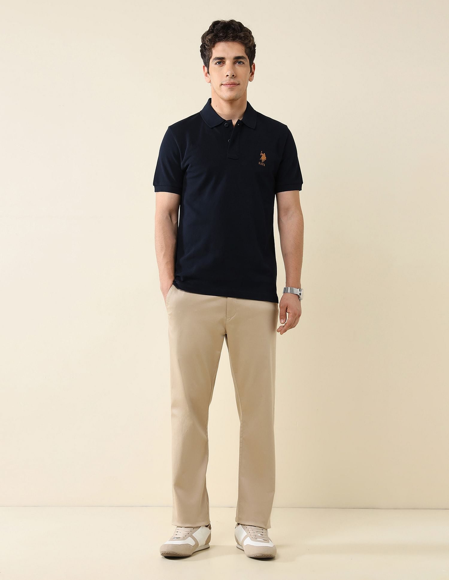 Pure Cotton Slim Fit Polo Shirt Navy - U.S. Polo Assn. India | Large