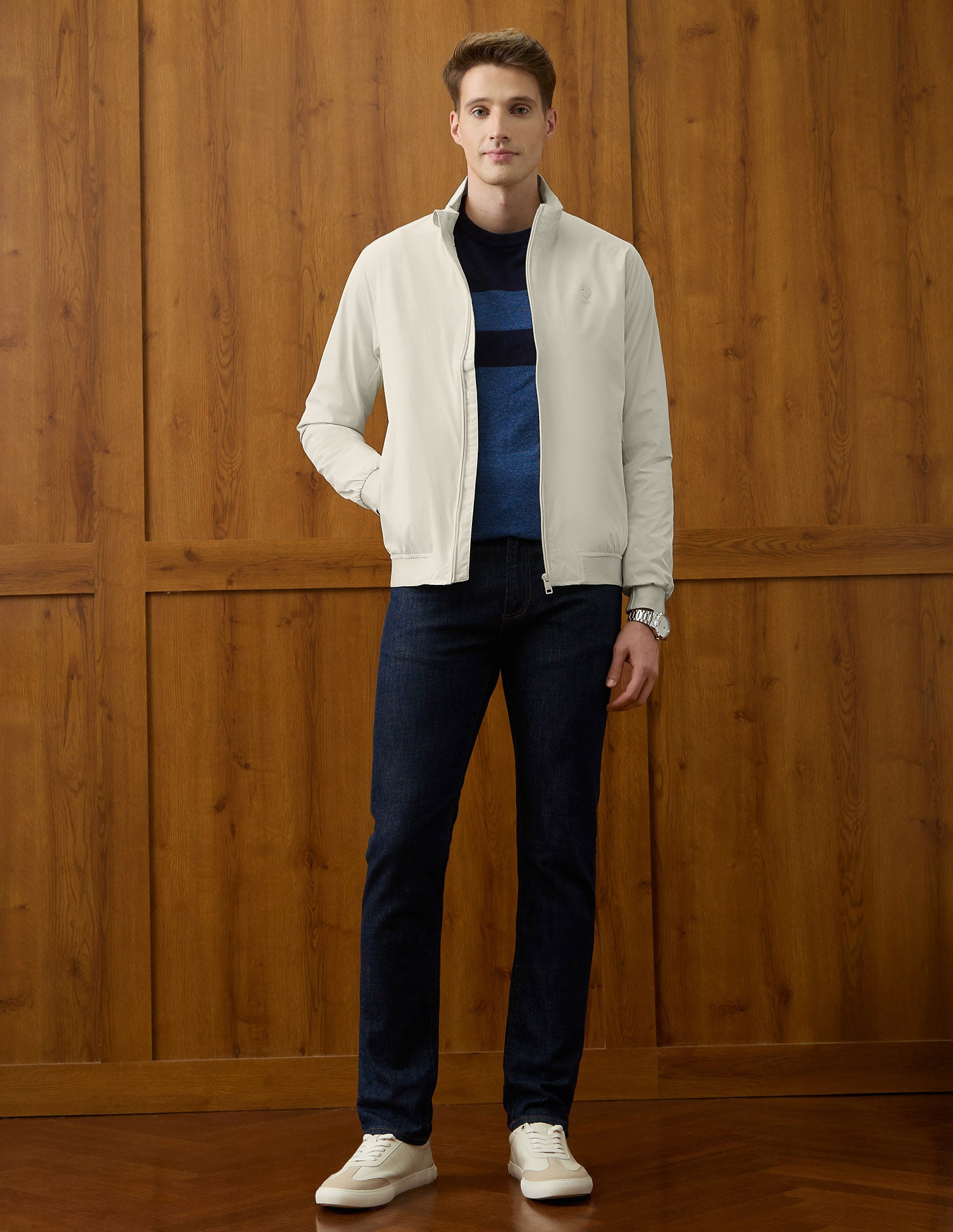 Equestrian Aisle Theater Regular Fit Jacket Ivory - U.S. POLO ASSN. | Large