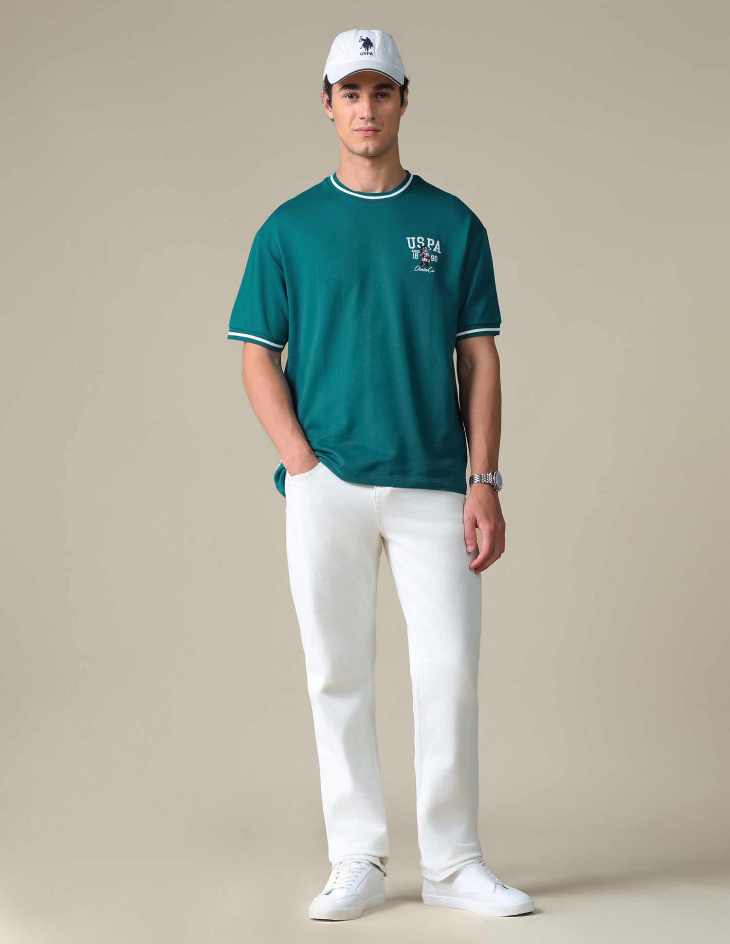 Relaxed Fit Solid T-Shirt Teal - U.S. Polo Assn. India | Large