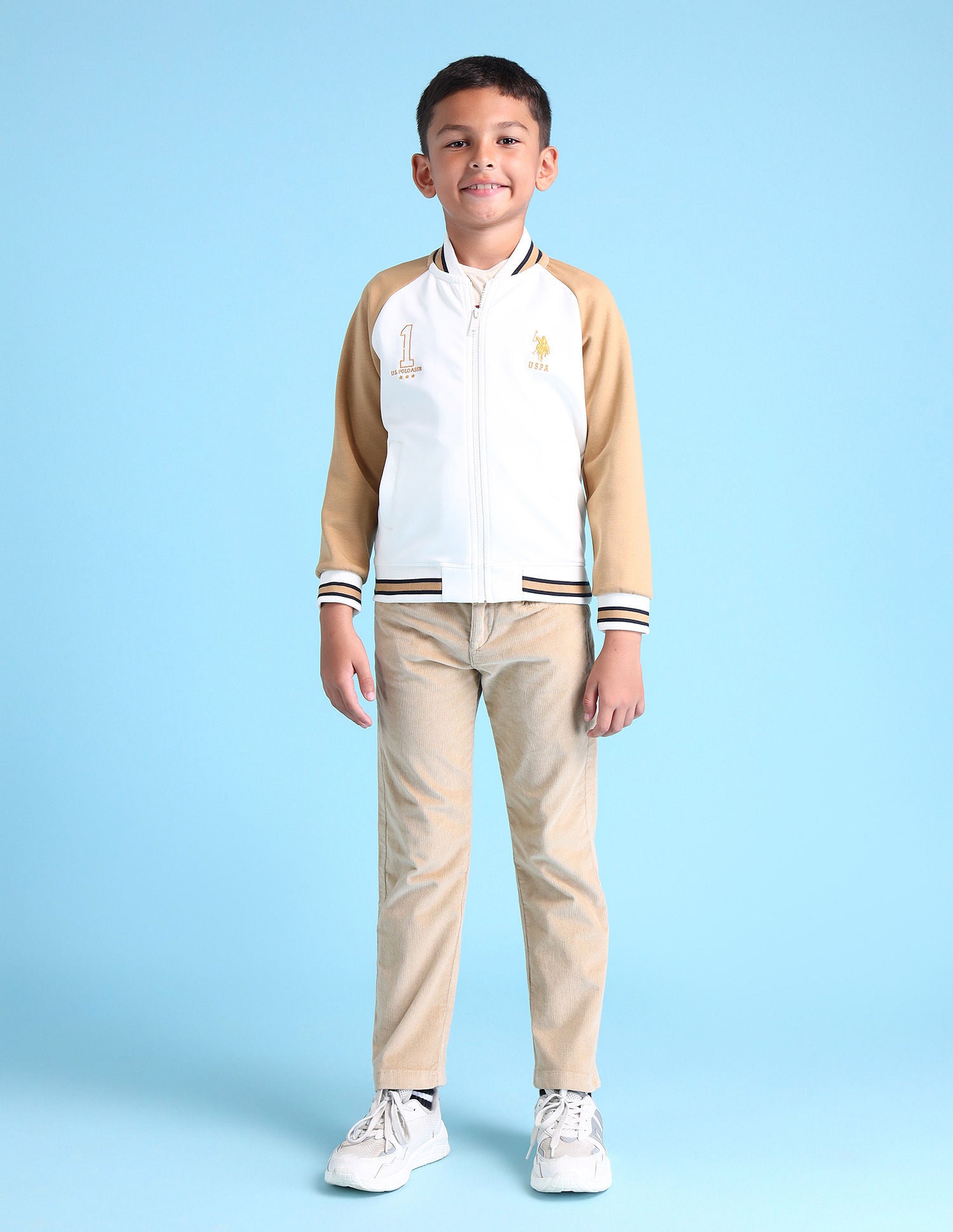 Boys Stand Neck Brand Sweatshirt White - U.S. POLO ASSN. | Large