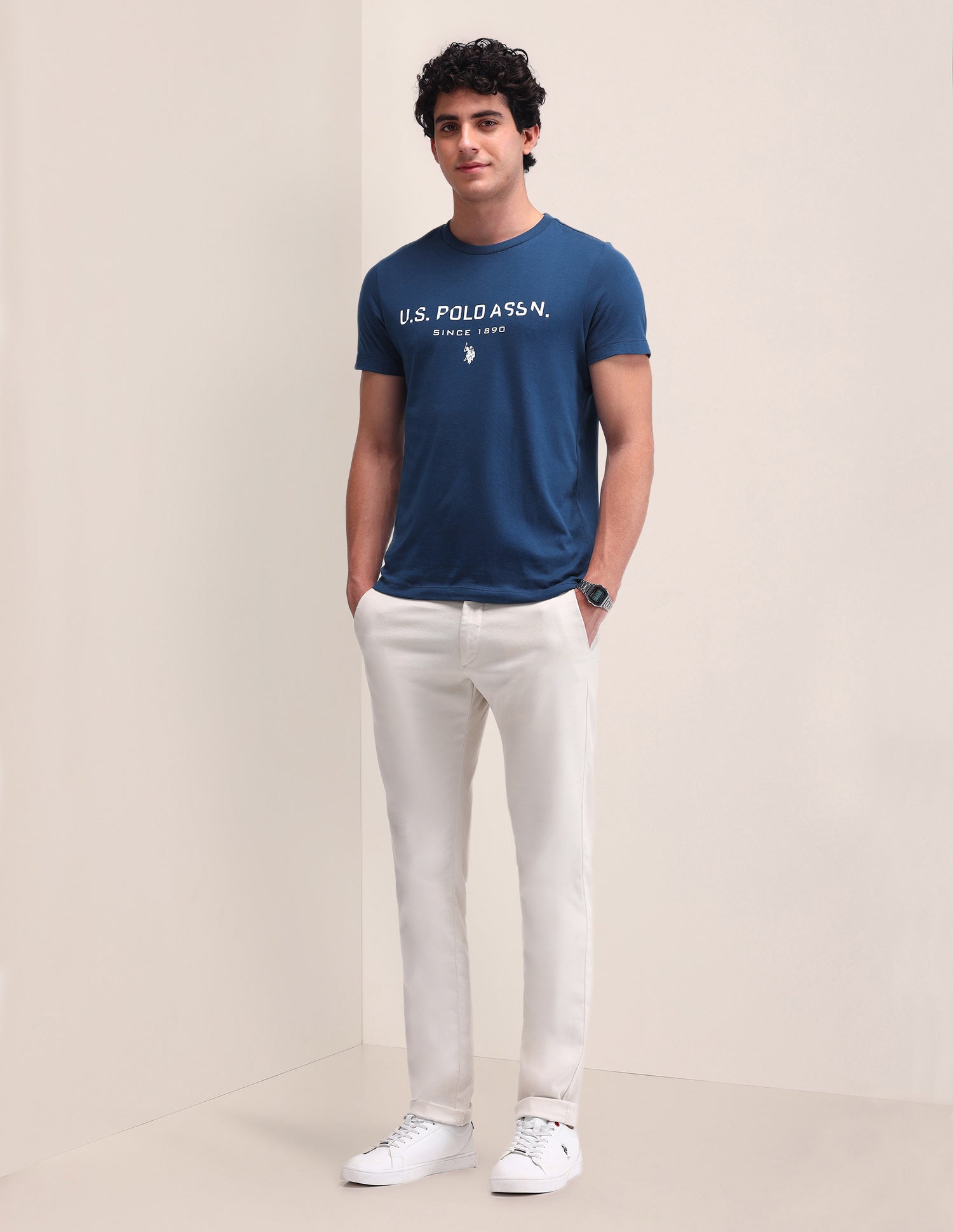 Brand Printed Slim Fit T-Shirt Teal - U.S. Polo Assn. India | Large