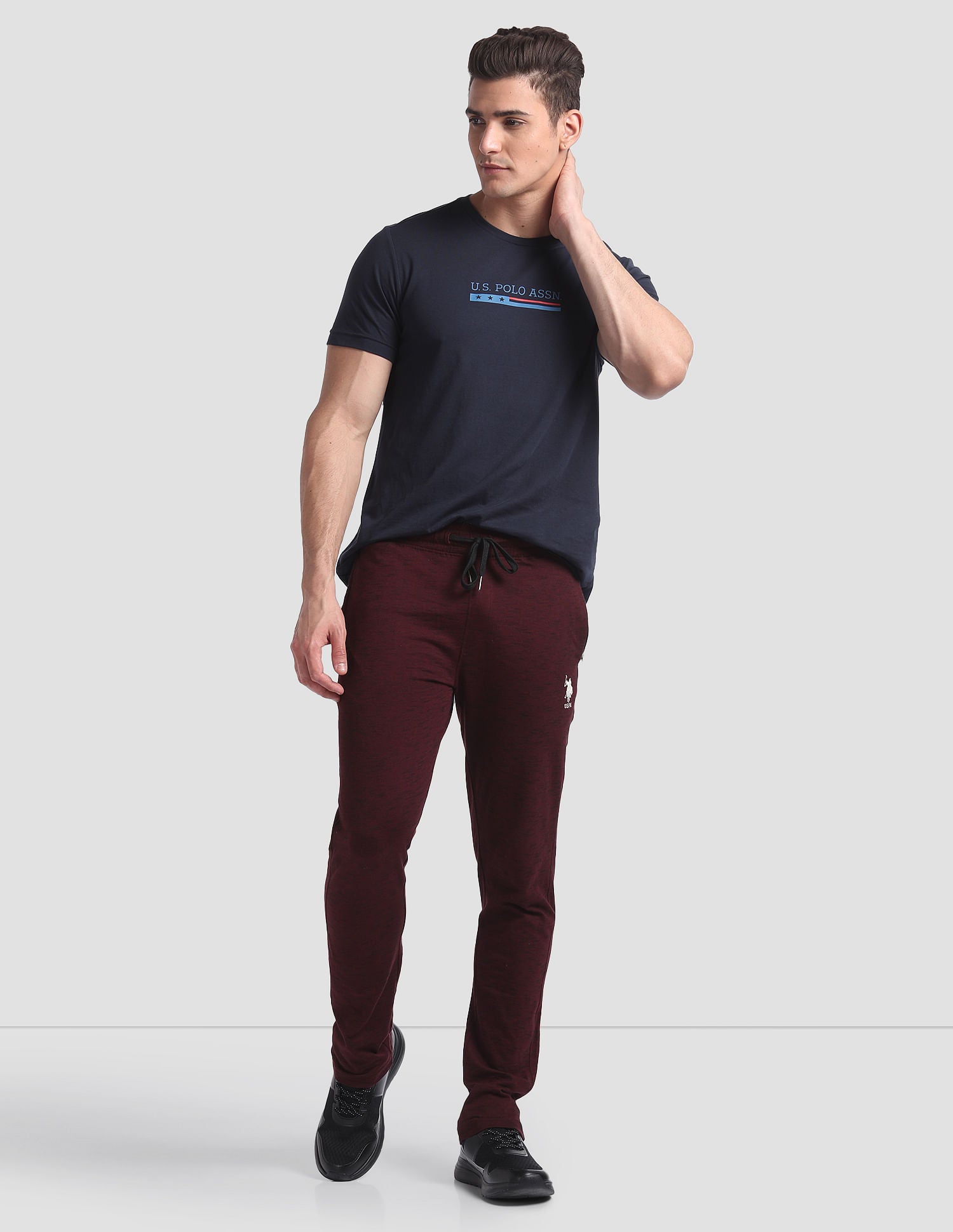 Comfort Fit Cotton Polyester I672 Lounge Track Pants - Pack Of 1 Wine - U.S. POLO ASSN. | Large