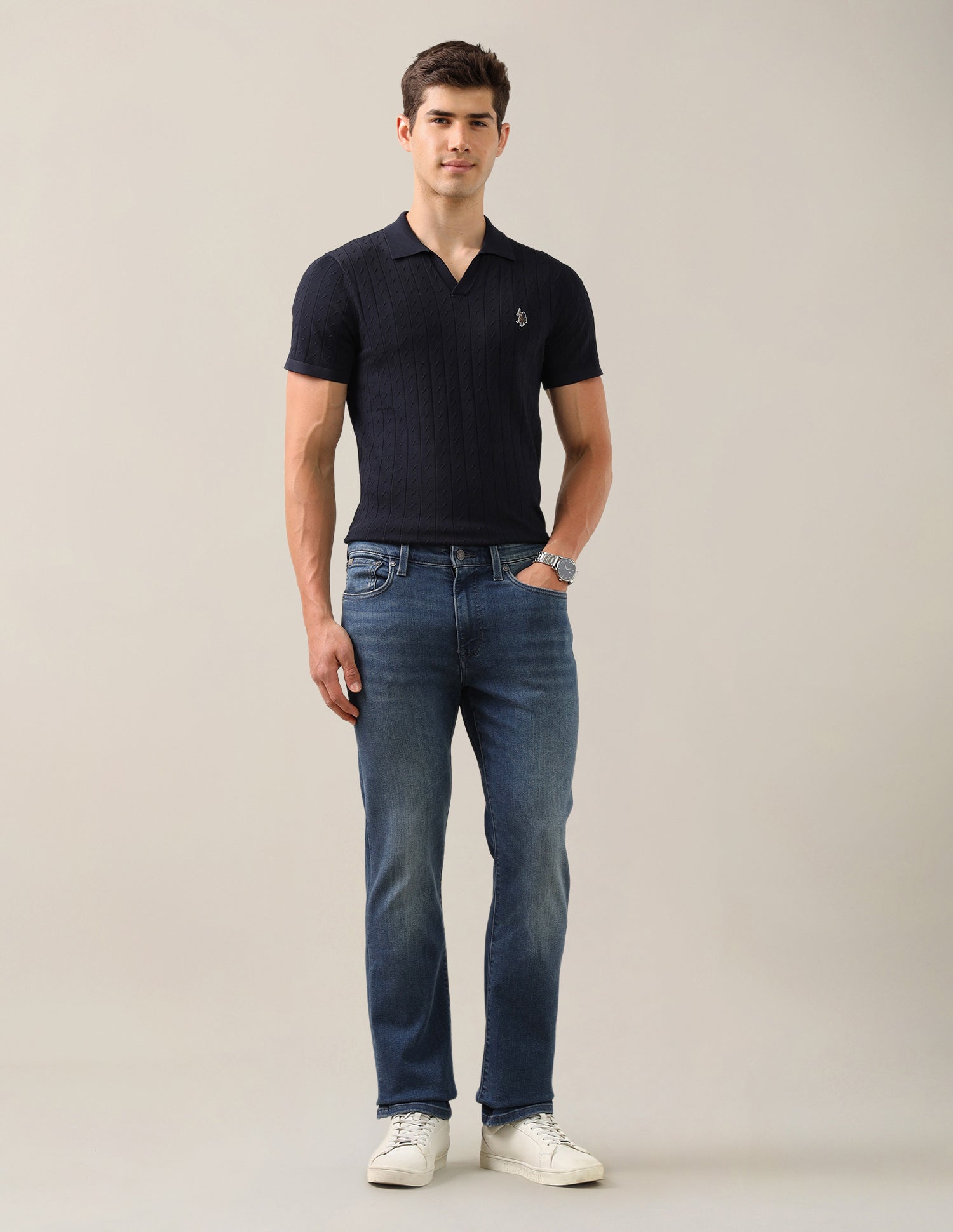 Harold Slim Straight Fit Blue Jeans Blue - U.S. Polo Assn. India | Large