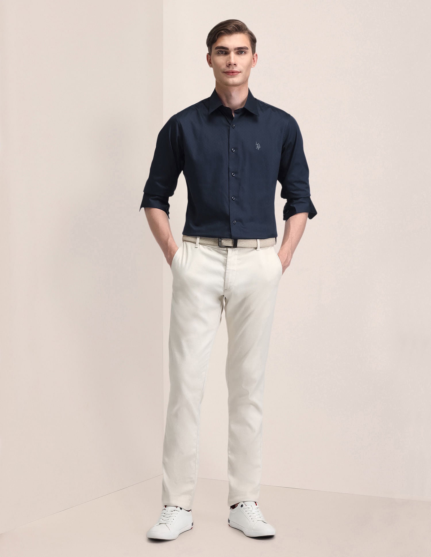 Tailored Fit Satin Shirt Blue - U.S. POLO ASSN. | Large