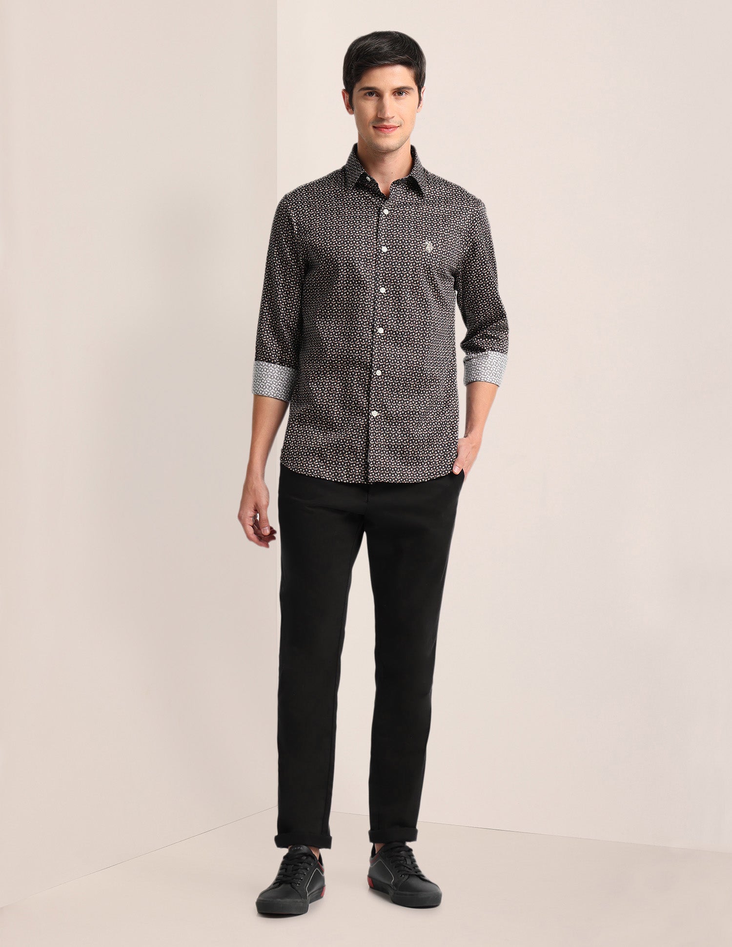 Graphic Print Sateen Shirt Navy - U.S. Polo Assn. India | Large