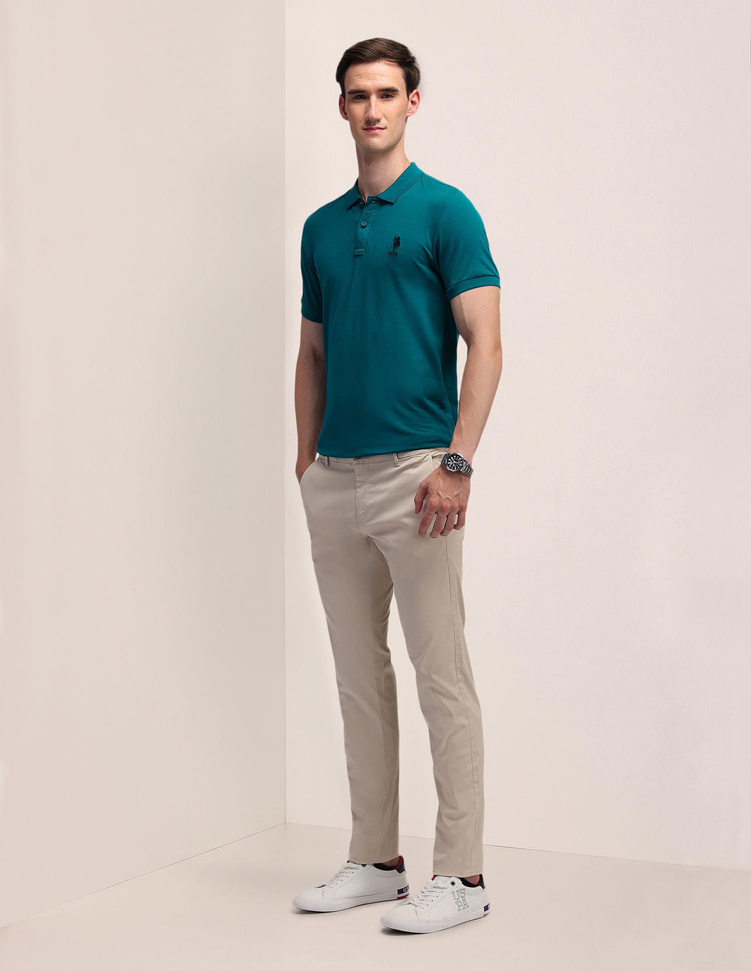 Solid Slim Fit Polo Shirt Green - U.S. POLO ASSN. | Large