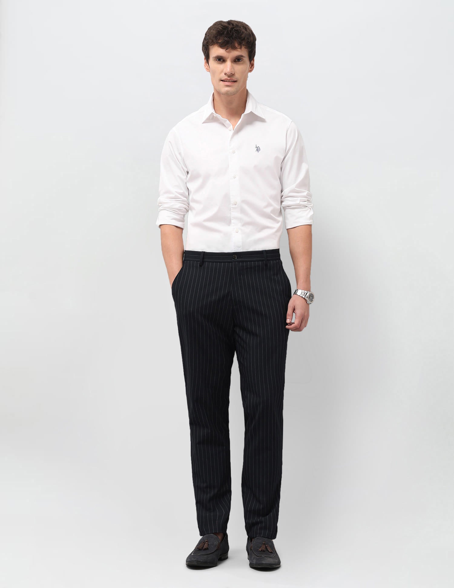 Solid Tailored Fit Shirt White - U.S. Polo Assn. India | Large