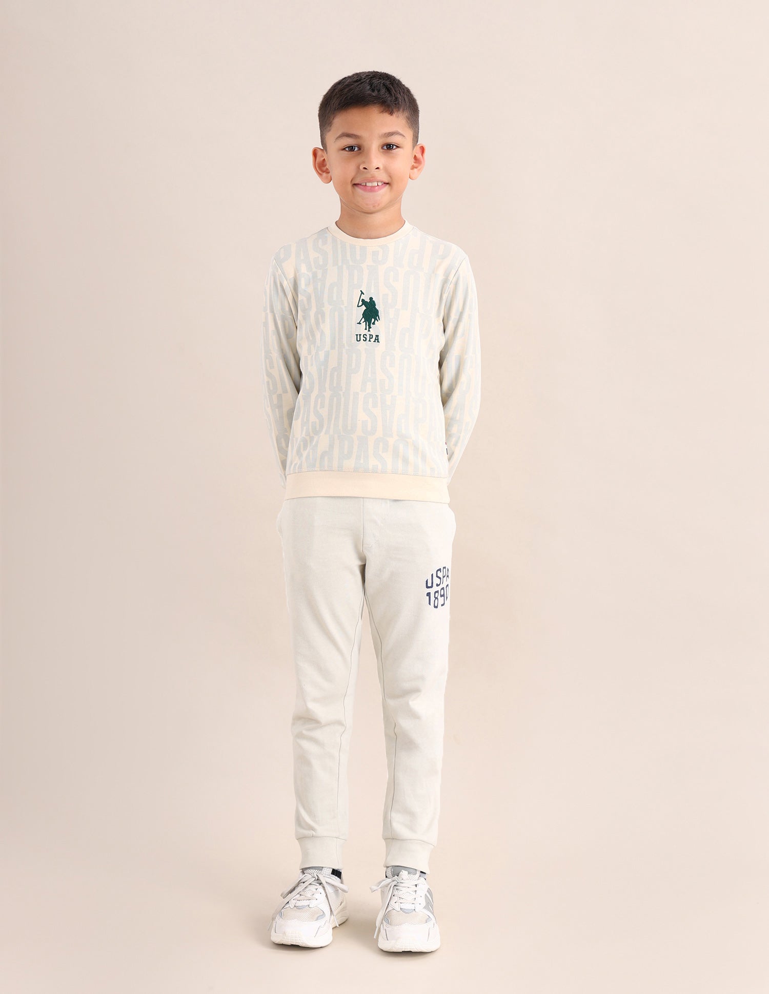 Boys Brand Printed Regular Fit Sweatshirt Nude - U.S. POLO ASSN. | Large