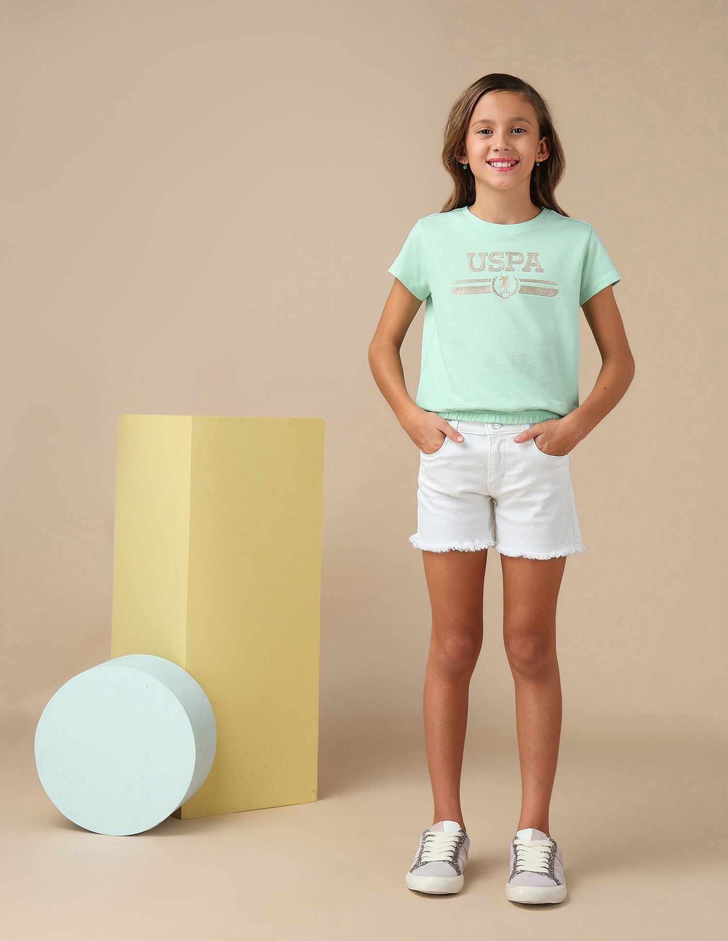 Girls Brand Printed Blousan T-Shirt Mint - U.S. POLO ASSN. | Large