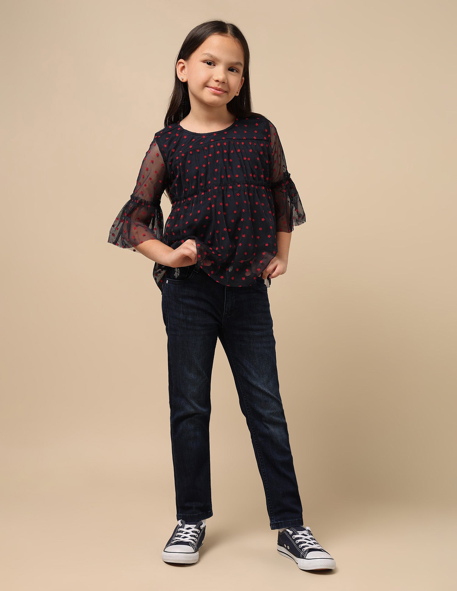 Star Print Tiered Top Navy - U.S. POLO ASSN. | Large