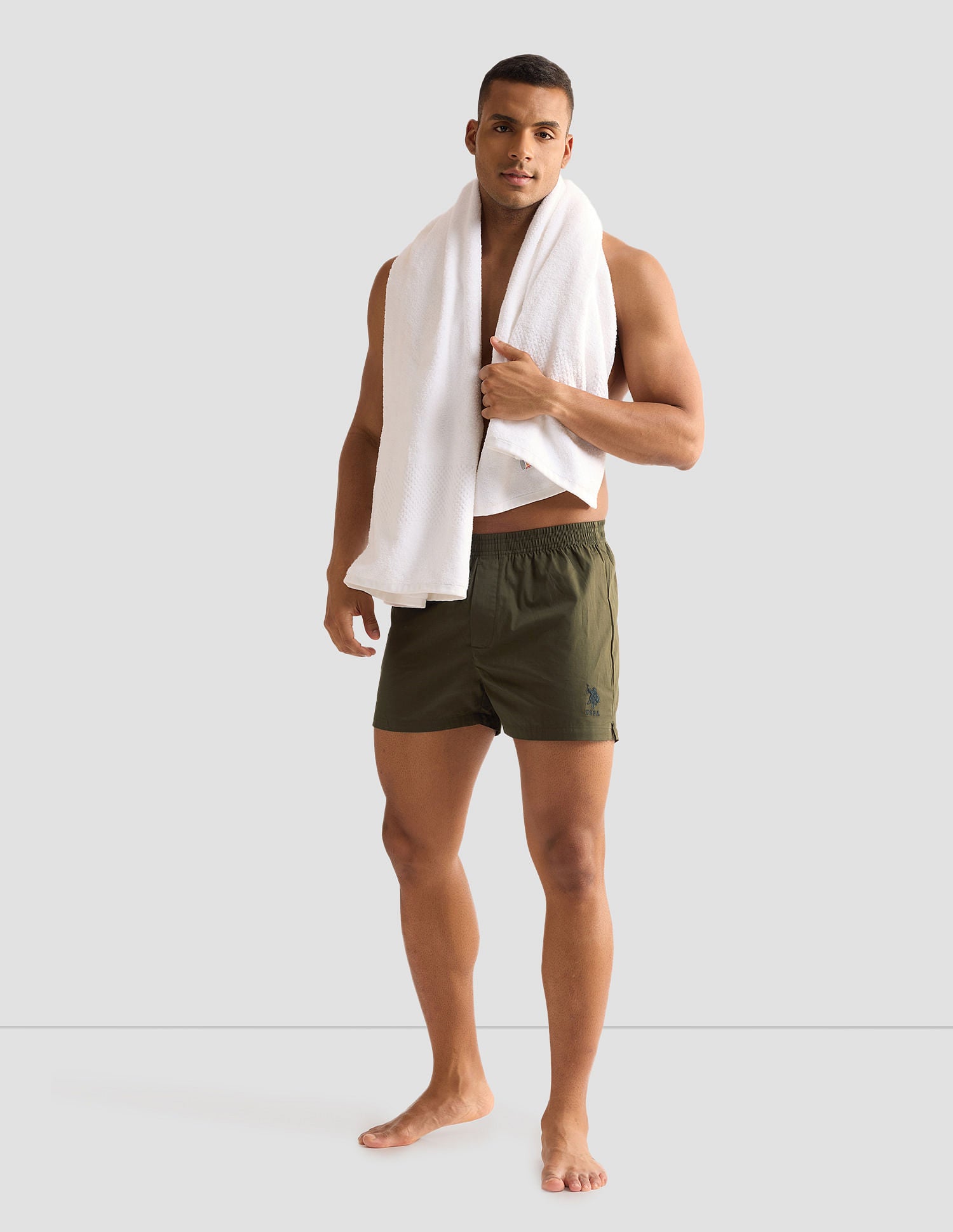 Pure Cotton OEX04 Boxer Shorts - Pack Of 1 Olive - U.S. POLO ASSN. | Large