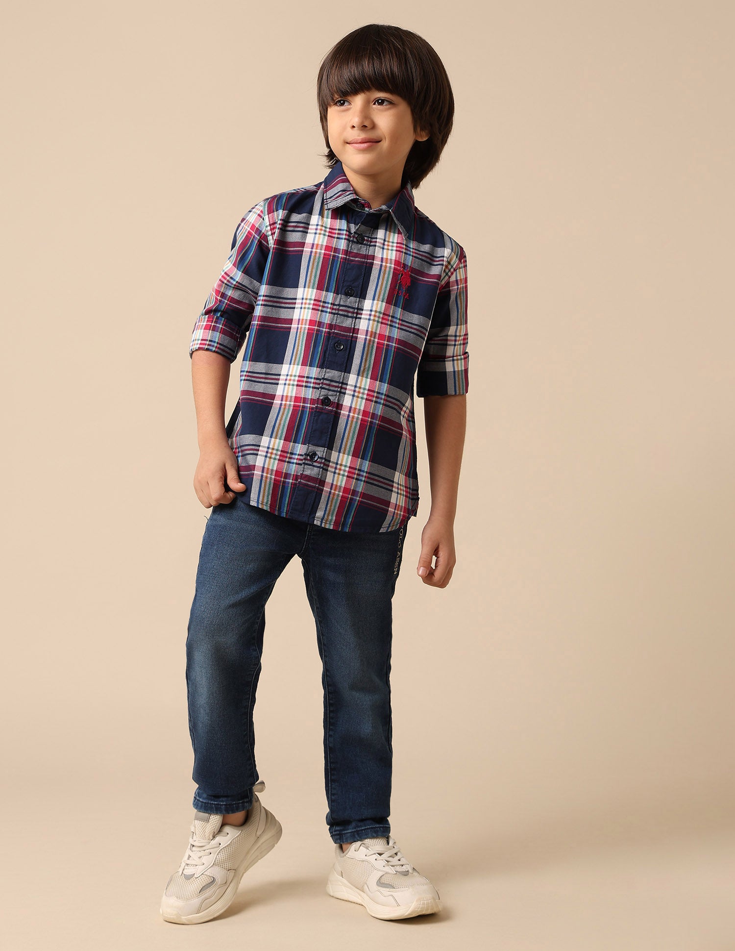 Boys All Over Printed Pure Cotton Shirt Navy - U.S. POLO ASSN. | Large