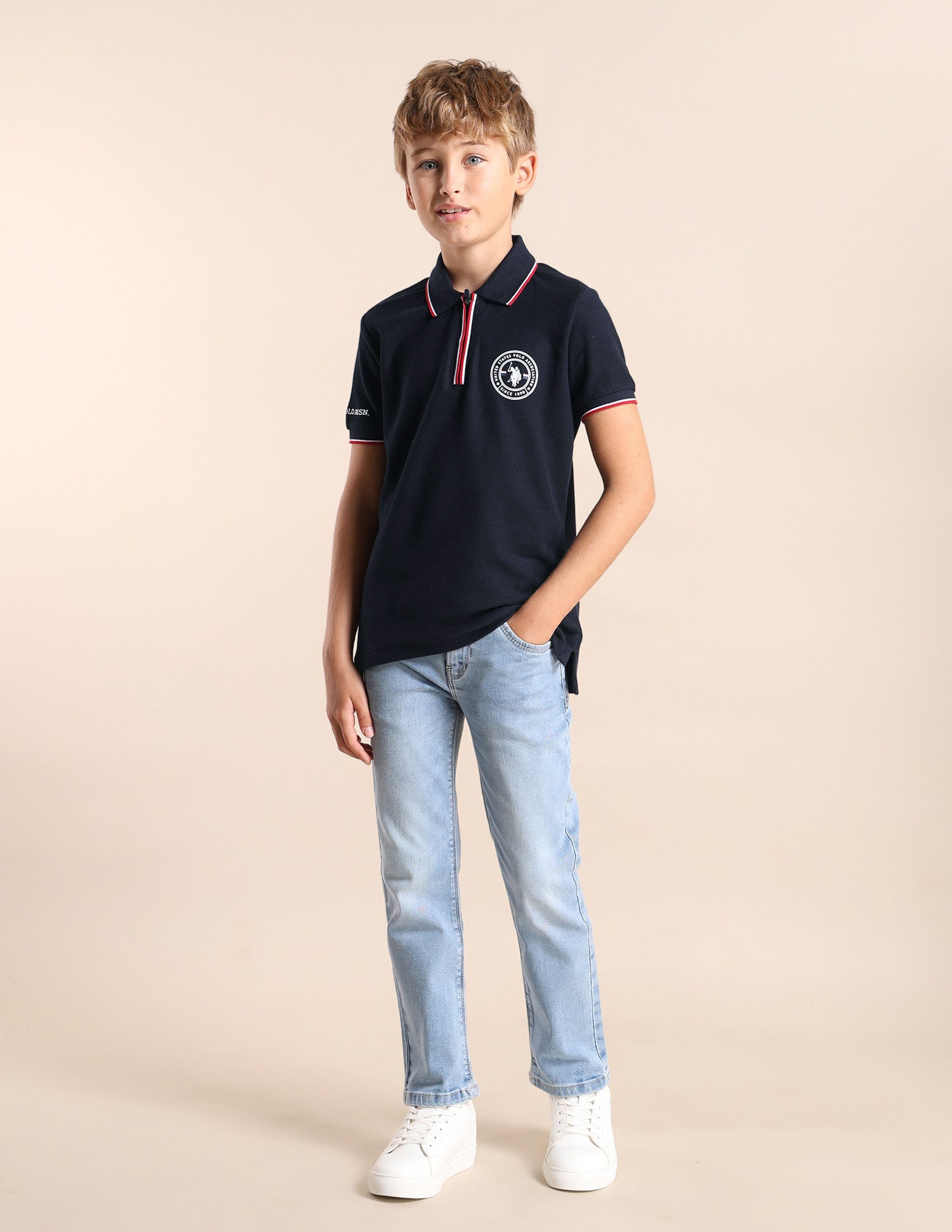 Boys Solid Regular Fit Polo Shirt Navy - U.S. POLO ASSN. | Large