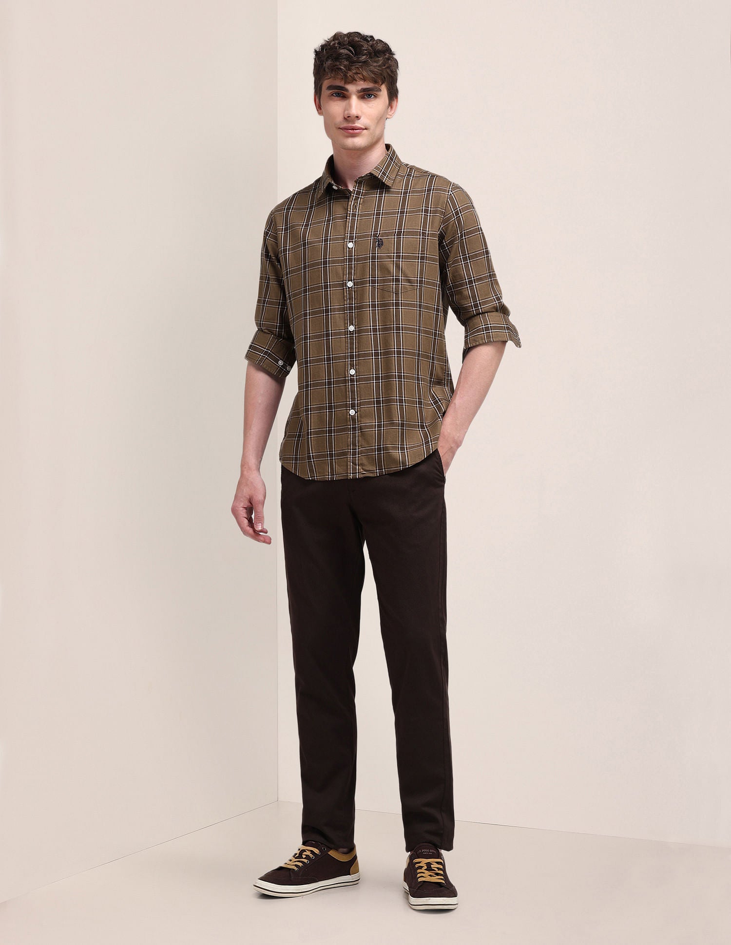 Plaid Checked Regular Fit Shirt Brown - U.S. Polo Assn. India | Large