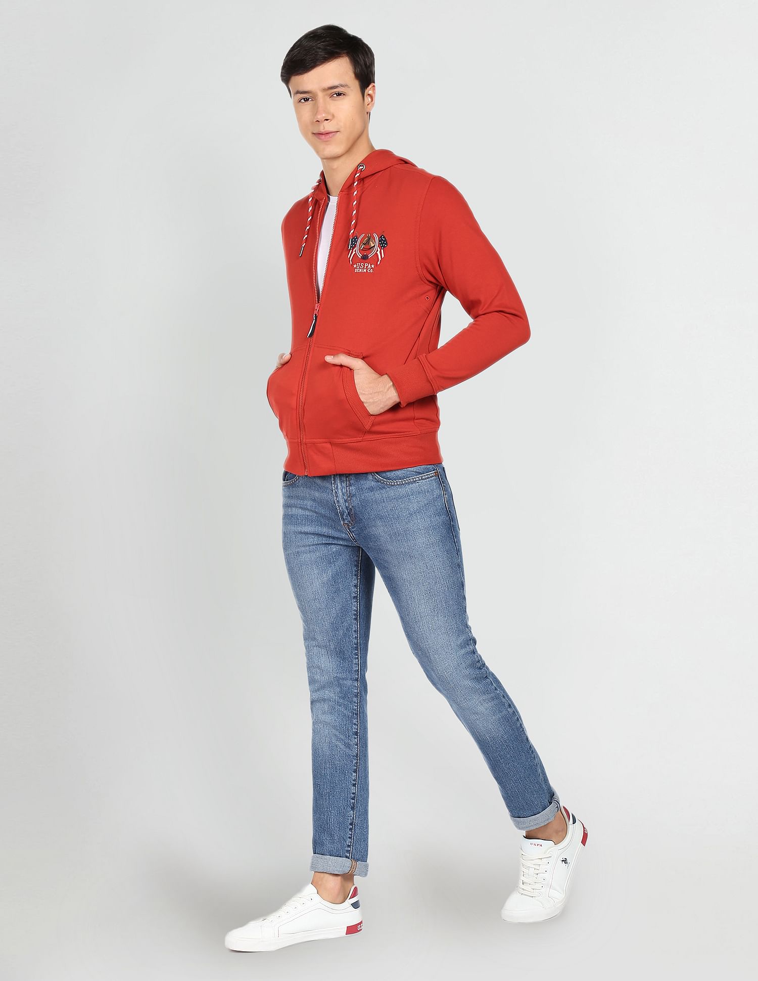 Solid Hooded Sweatshirt Red - U.S. POLO ASSN. | Large