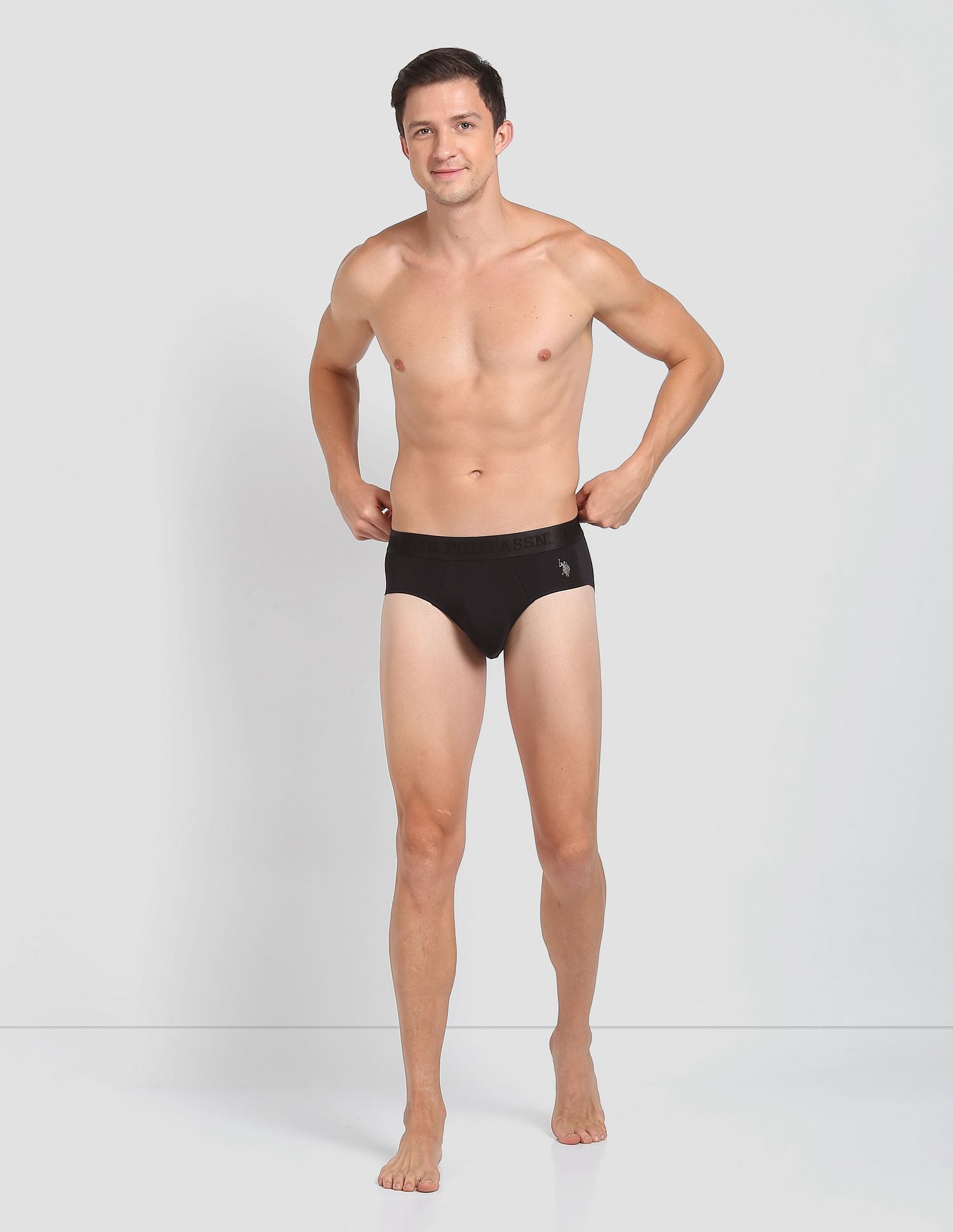 Mid Rise Solid PB001 Premium Briefs - Pack Of 1 Black - U.S. POLO ASSN. | Large