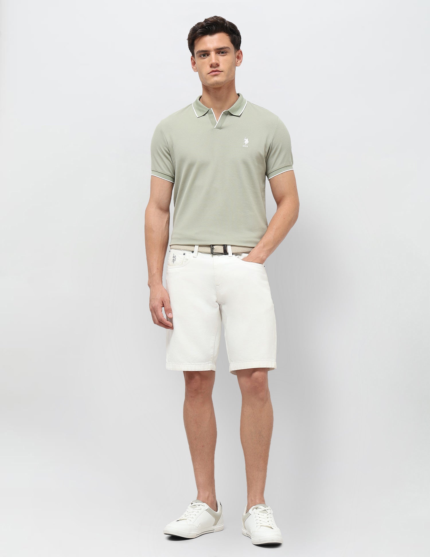 Solid Slim Fit Polo Shirt Green - U.S. POLO ASSN. | Large