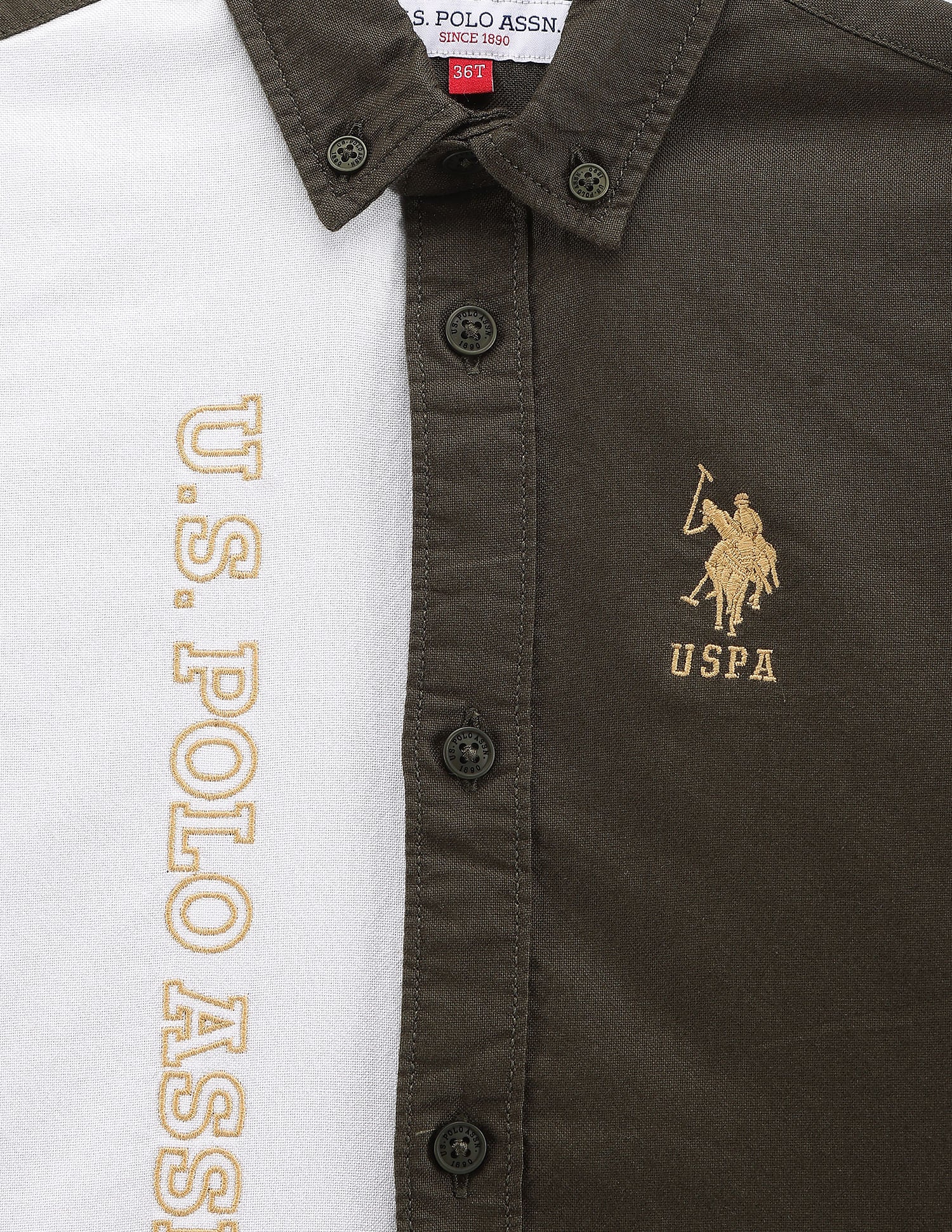 Boys Colour Block Shirt Olive - U.S. POLO ASSN. | Large