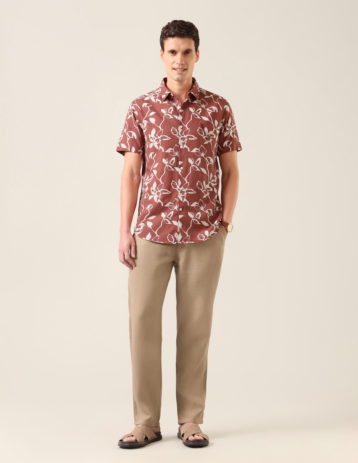 Tropical Printed Regular Fit Shirt Rust - U.S. Polo Assn. India | Large