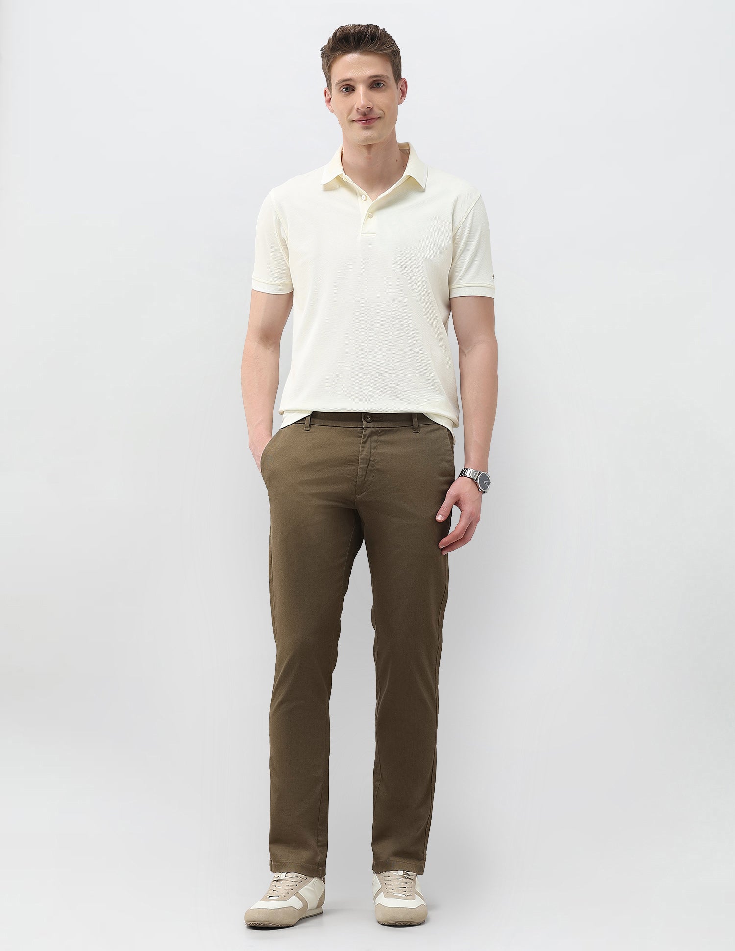 Super Slim Fit Satin Trousers Dark Khaki - U.S. Polo Assn. India | Large