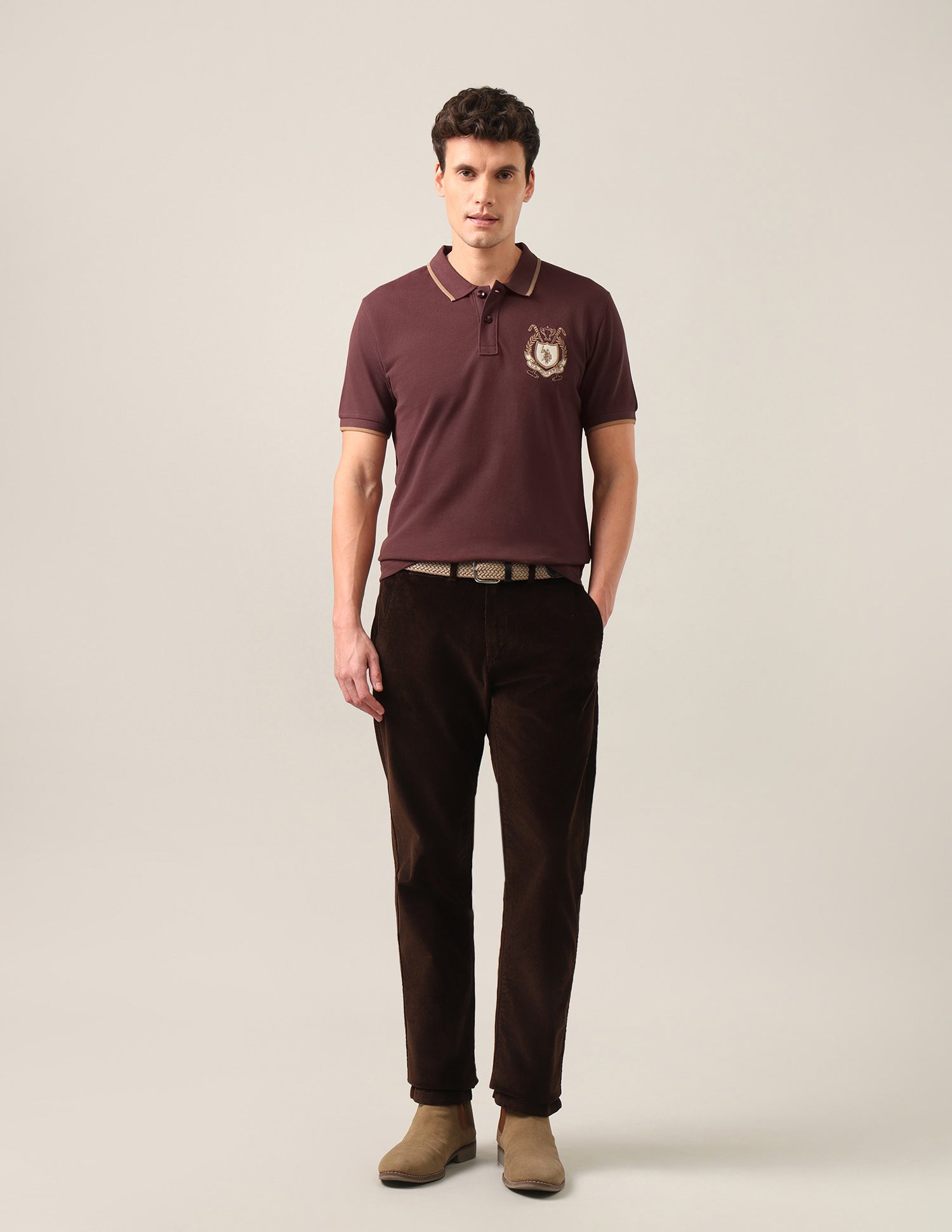 Solid Slim Fit Polo Shirt Maroon - U.S. Polo Assn. India | Large