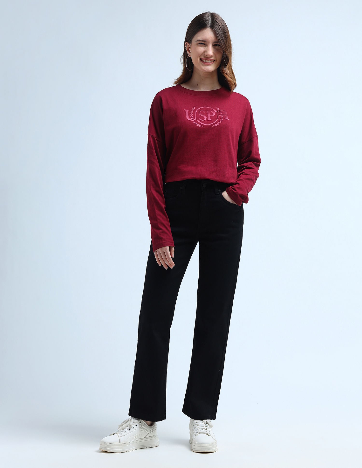 High Rise Straight Fit Jeans Black - U.S. POLO ASSN. | Large